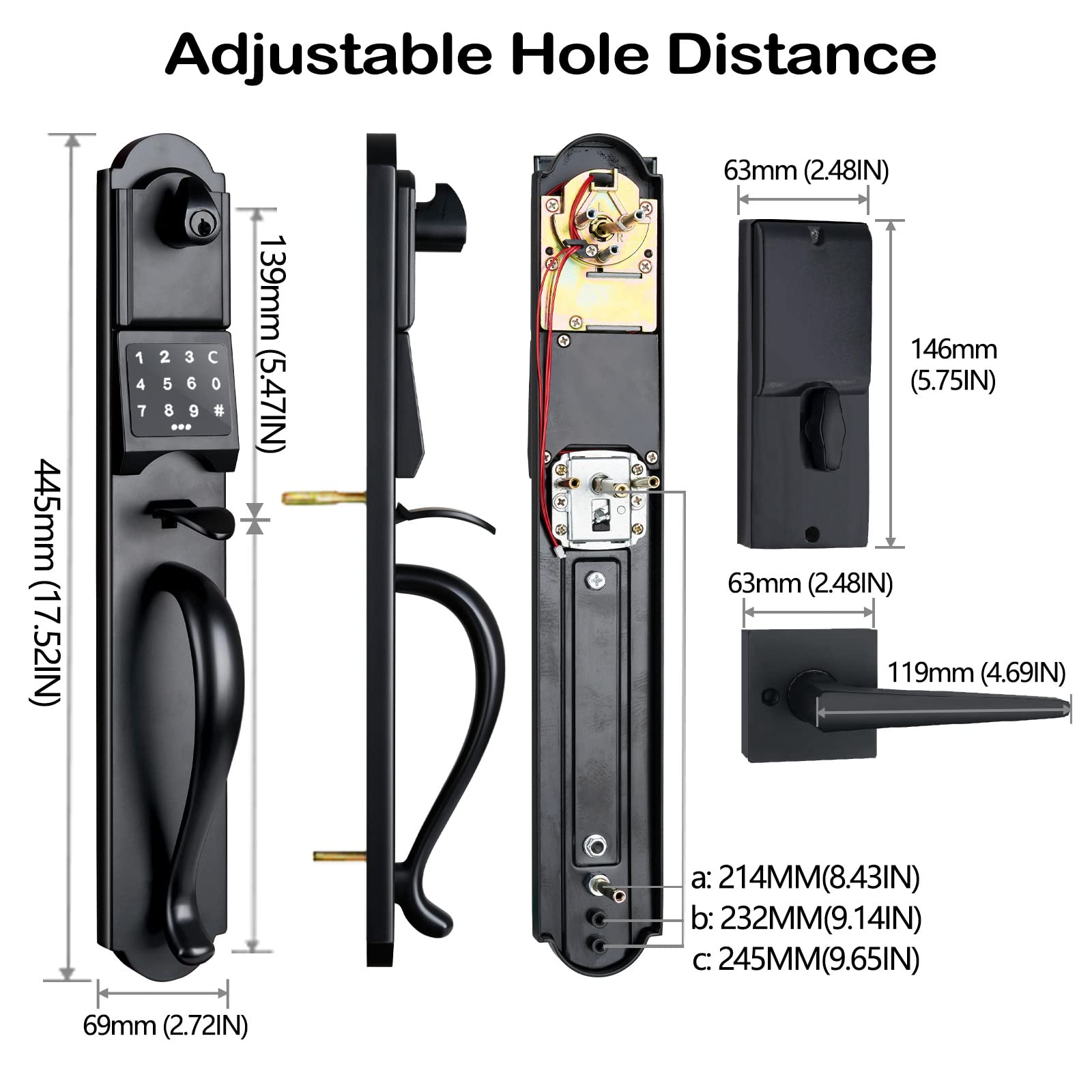 bang Hardware Keypad Deadbolt And Dummy For Double Front Door, Heavy Duty And Matte Black Finish, Usmdhst2018Db-E-Set