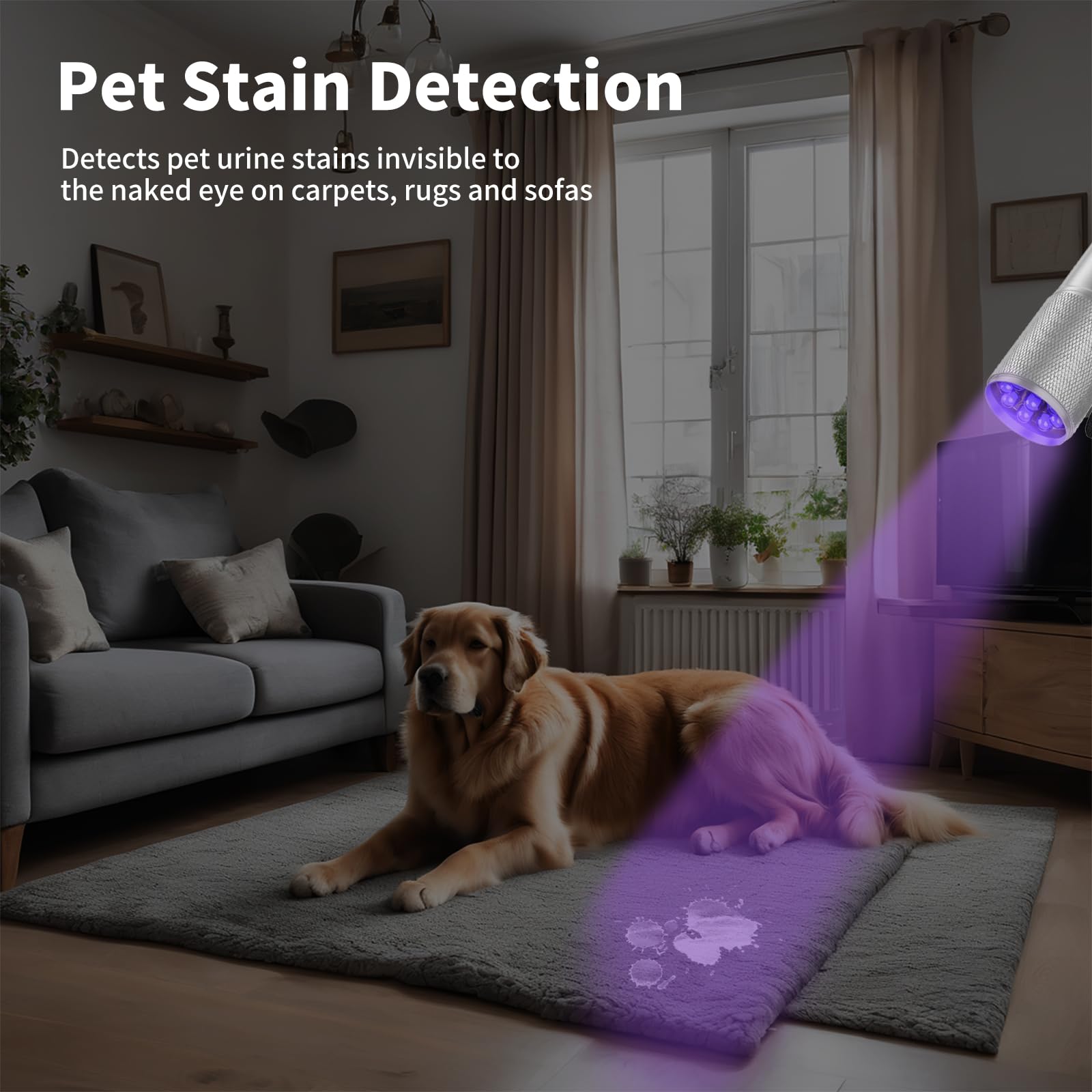 Sunloy Uv Flashlight Black Light Uv Lights, 5 Pack 9 Led 395Nm Ultraviolet Blacklight, Handheld Mini Torch Light Pet Urine Detector For Dog/Cat Urine, Dry Stains(15X Aaa Batteries(Silver))