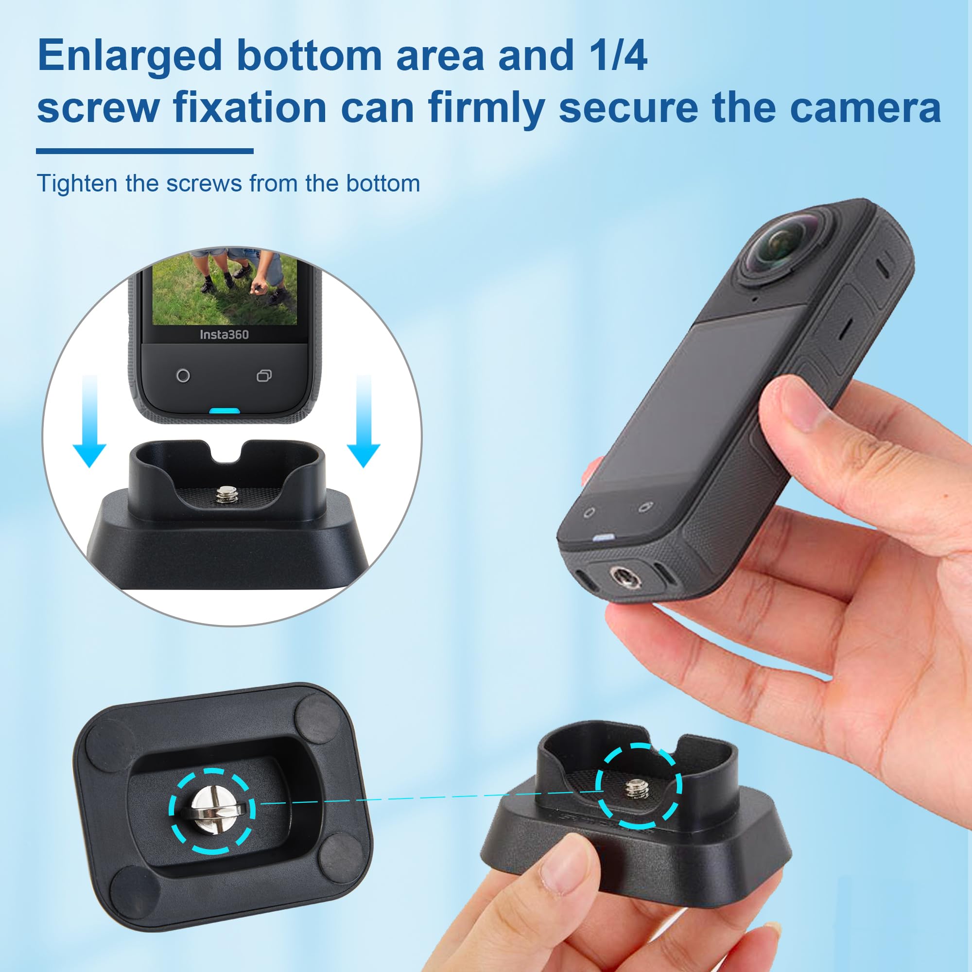 Xewea Soft Silicone Desktop Mount Stand For Insta360 X4, Non-Slip Lightweight Camera Mount Base Fixed Holder Accessories Vehicle Dock Stand Stabilizer