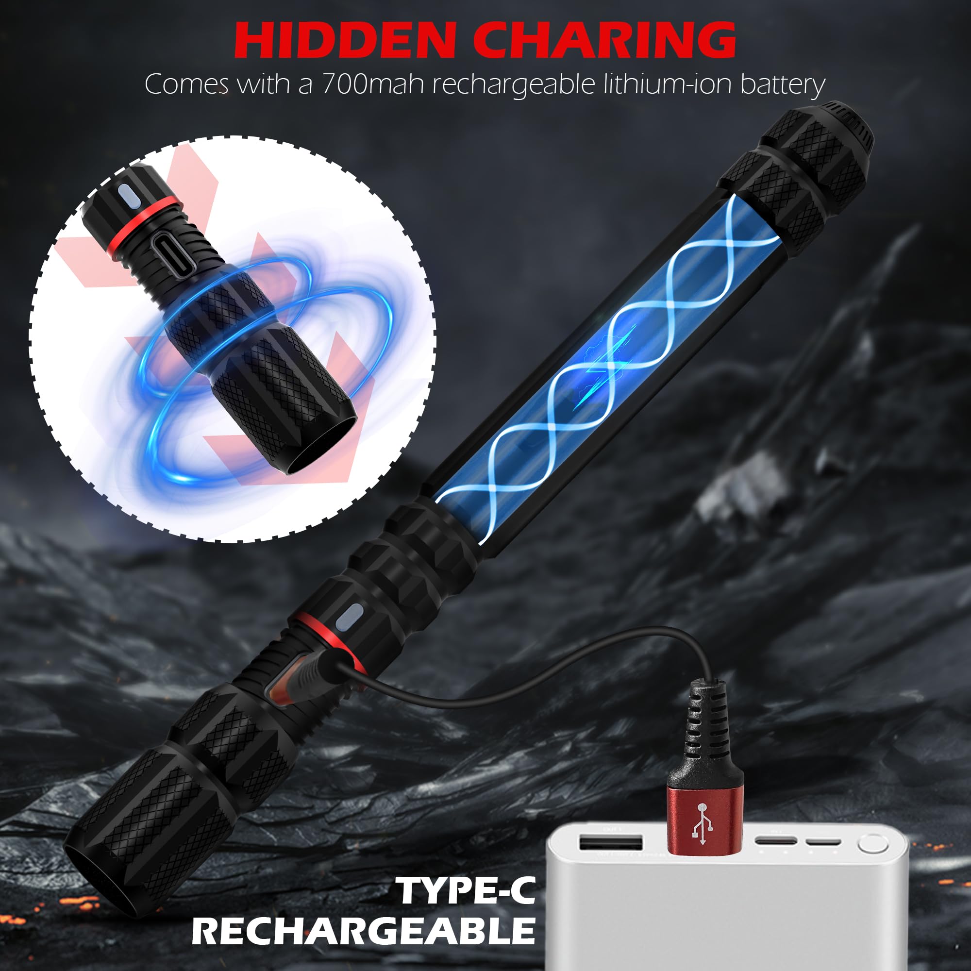 Forto Rechargeable Pen Light Flashlight, 400 Lumens Small Pocket Flashlight With Clip, Ip67 Waterproof, 2 Light Modes, 3-Color Battery Indicator, Type-C Charging, For Inspection,Emergency（1 Pack）