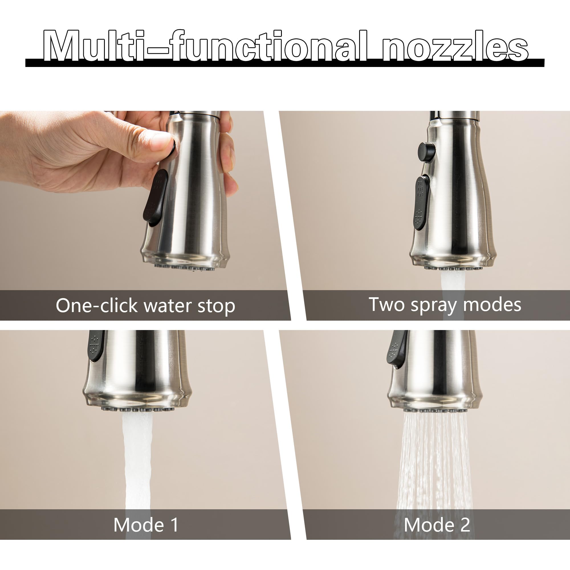 Guoyindong Wall Mount Kitchen Faucets, Wall Mounted Kitchen Faucet 8 Inch Center Brushed Nickel Wall Kitchen Sink Faucets With Sprayer