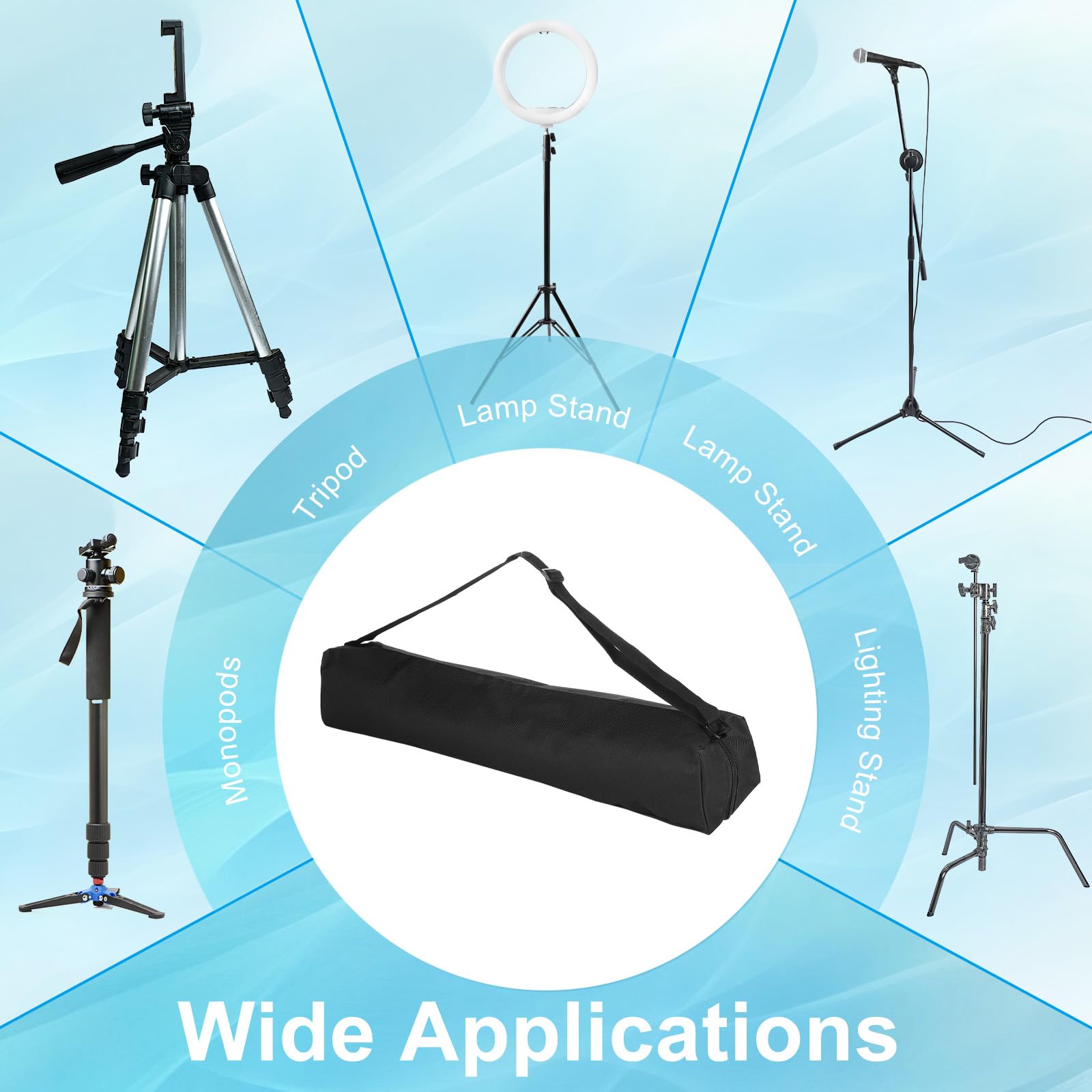 Patikil Tripod Carrying Case, Nylon Padded Carrying Tripod Bag With Handles For Light Stands Tripod Photography Accessories, Black 60Cm