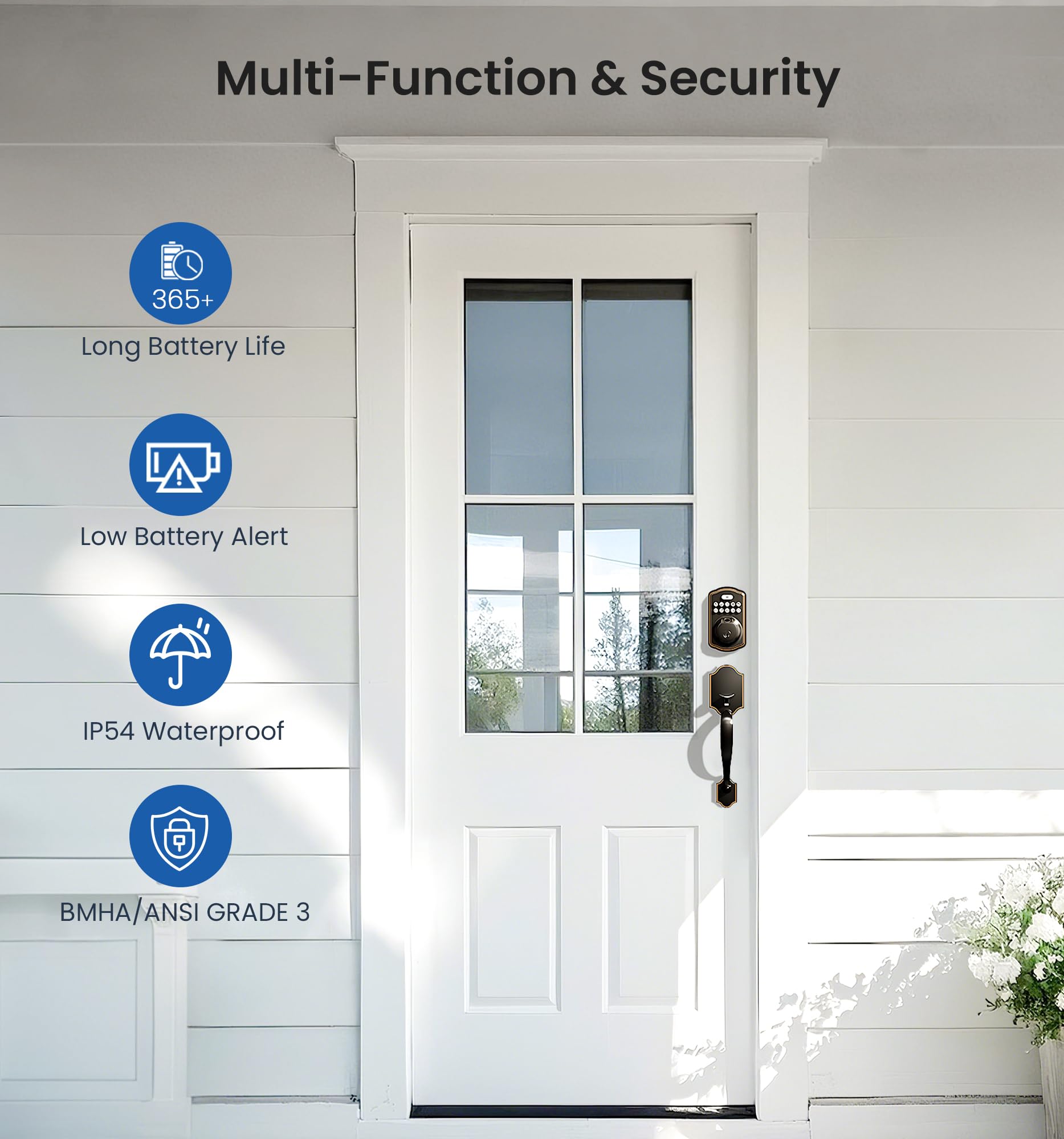 Veise Fingerprint Door Lock, Keyless Entry, Auto Lock, Electronic Keypad Deadbolt For Front Door, Biometric, Anti-Peeking Password, Easy Install, Oil Rubbed Bronze