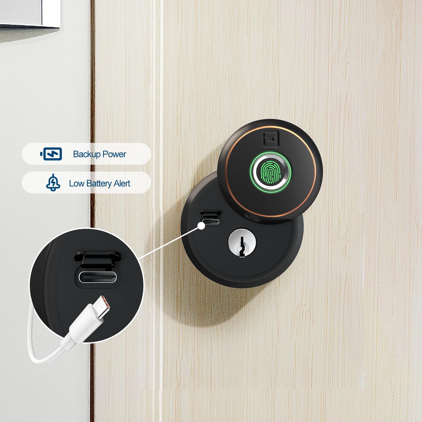 Geektale Smart Deadbolt Lock For Front Door, Fingerprint Door Lock With App, Biometric Deadbolt, Keyless Entry