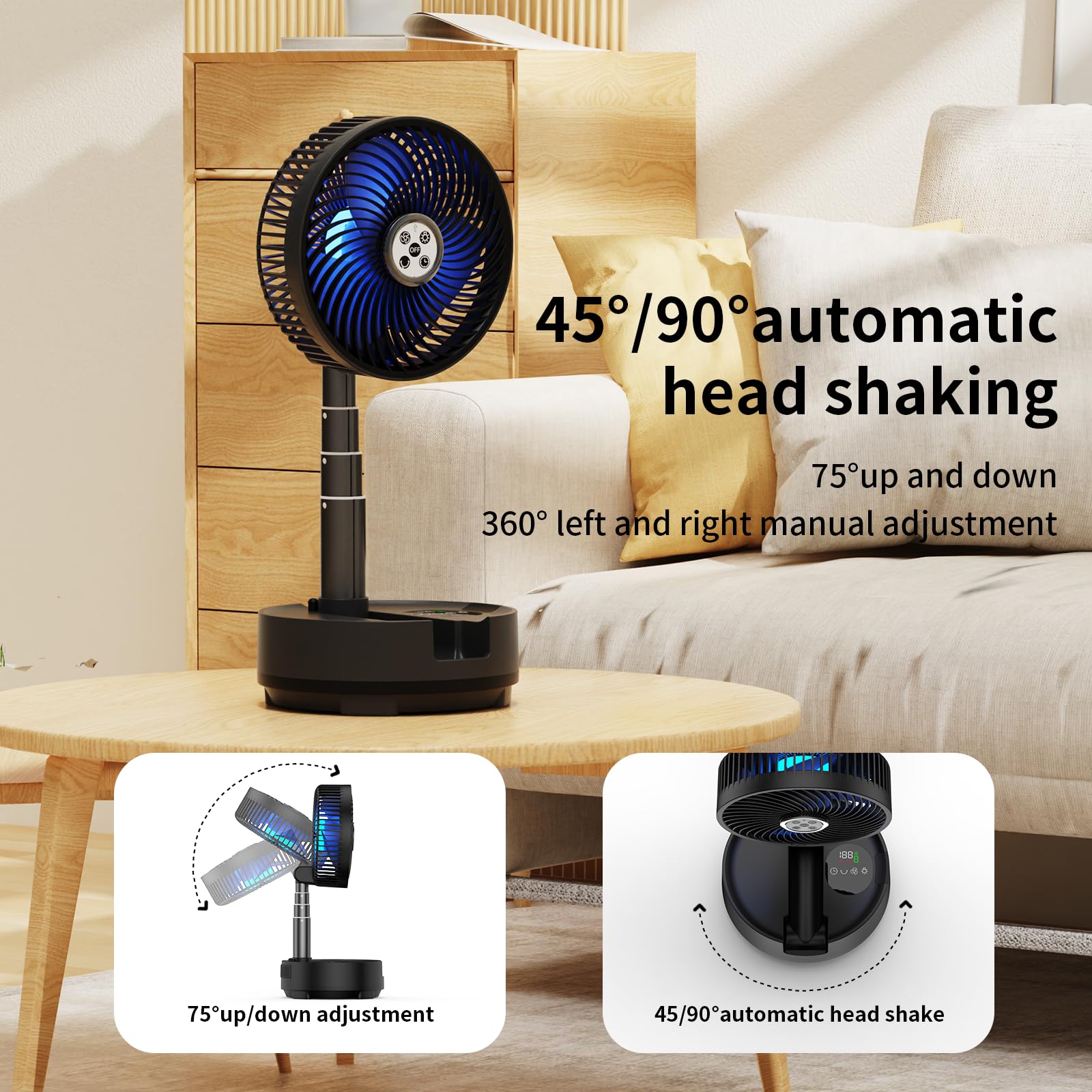 Socool 20000Mah 8 Inch Portable Fan Battery Operated Fan, Oscillating Charging Fan, Remote Control