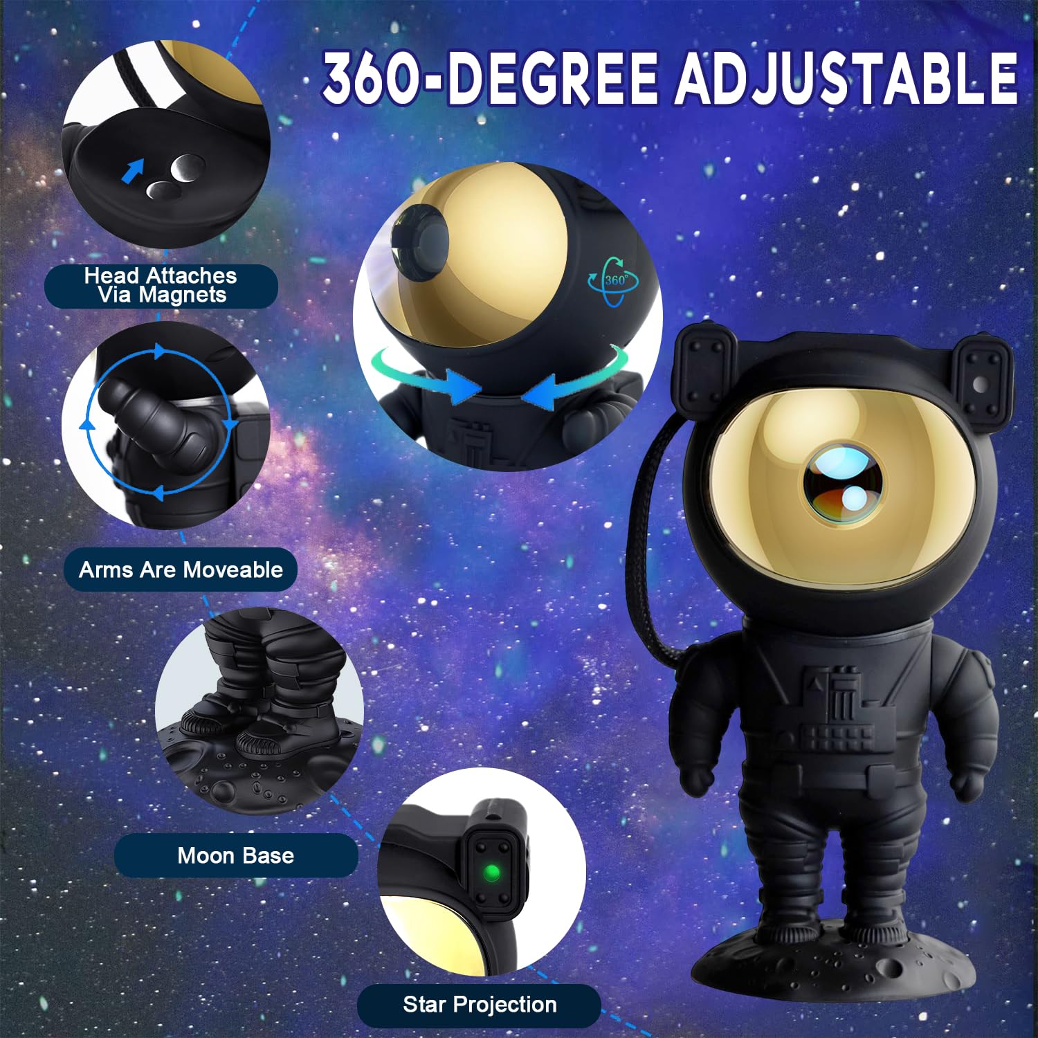 2Win2Buy Astronaut Star Projector Galaxy Light, 360° Space Buddy Projector Sky Led Night Light Space Projector Starlight Planetarium Spaceman Projector Lamp  For Kids Adults Bedroom Ceiling Room Decor