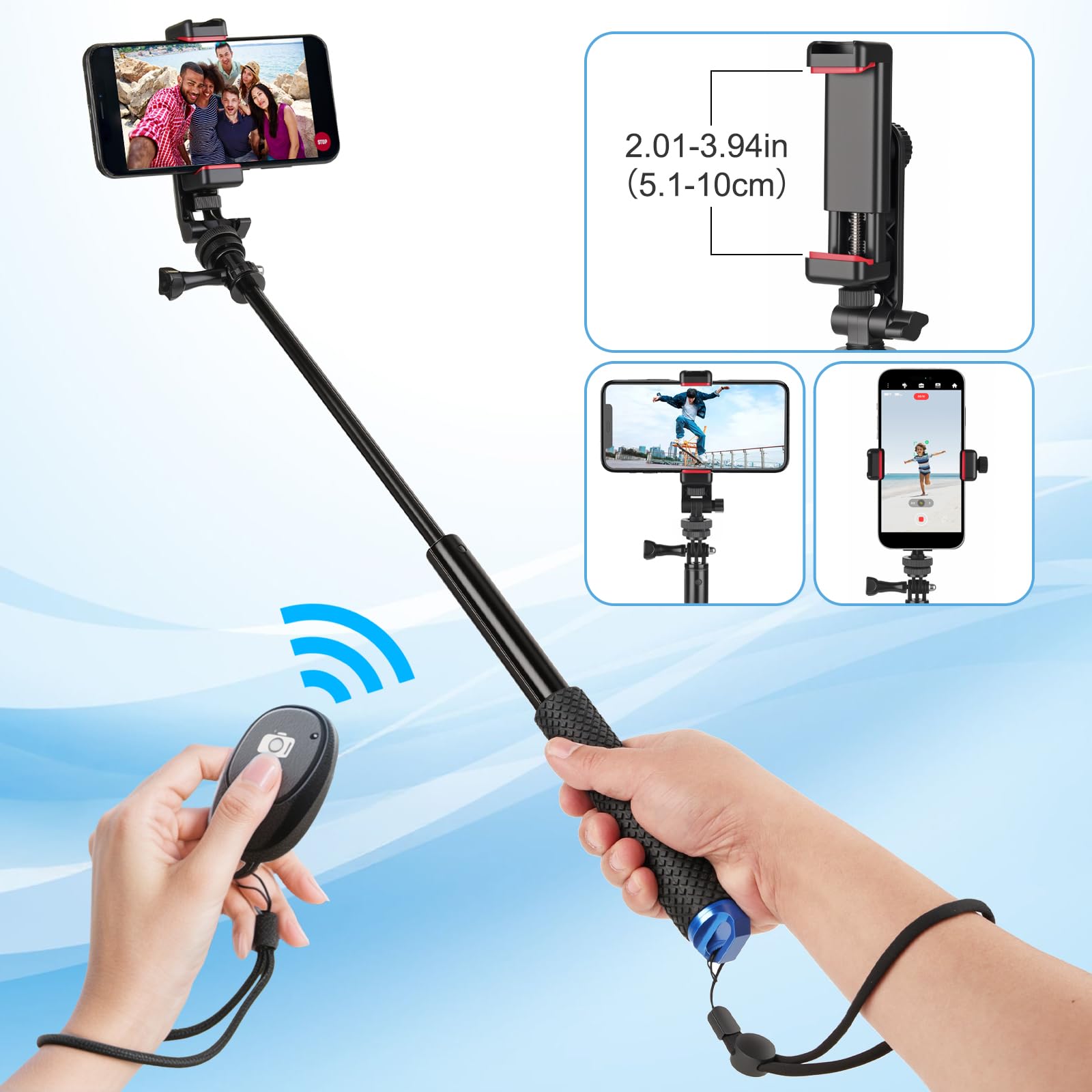 Lofistere Waterproof Extendable Selfie Stick With Diving Phone Case, Underwater Housing For Diving Snorkeling Surfing Swimming, Campatible With All Cell Phones