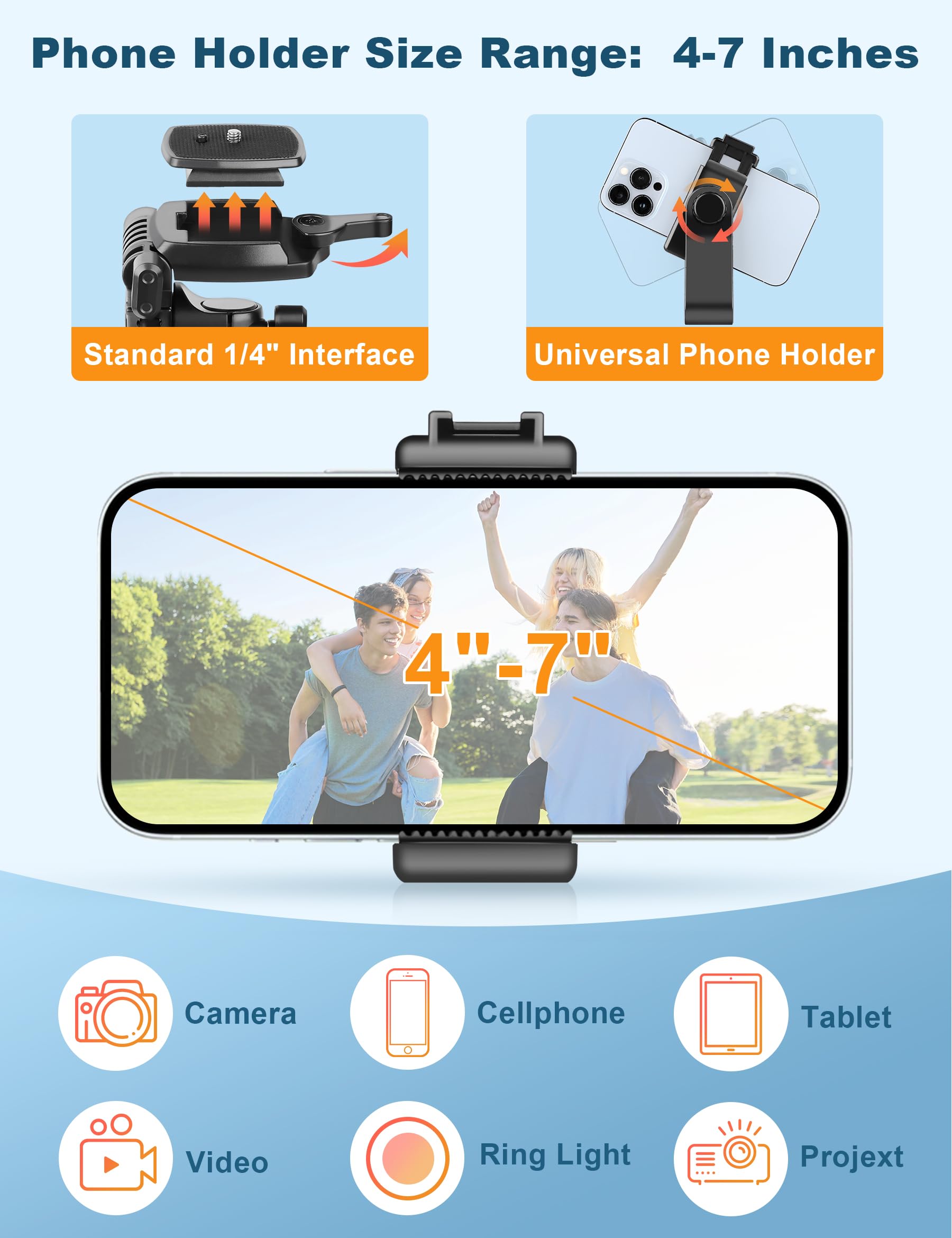 Nineigh Phone Camera Tripod, 67“ Dslr Tripod Stand With Remote Phone Holder, Aluminum Travel Tripods For Photo, Video Recording