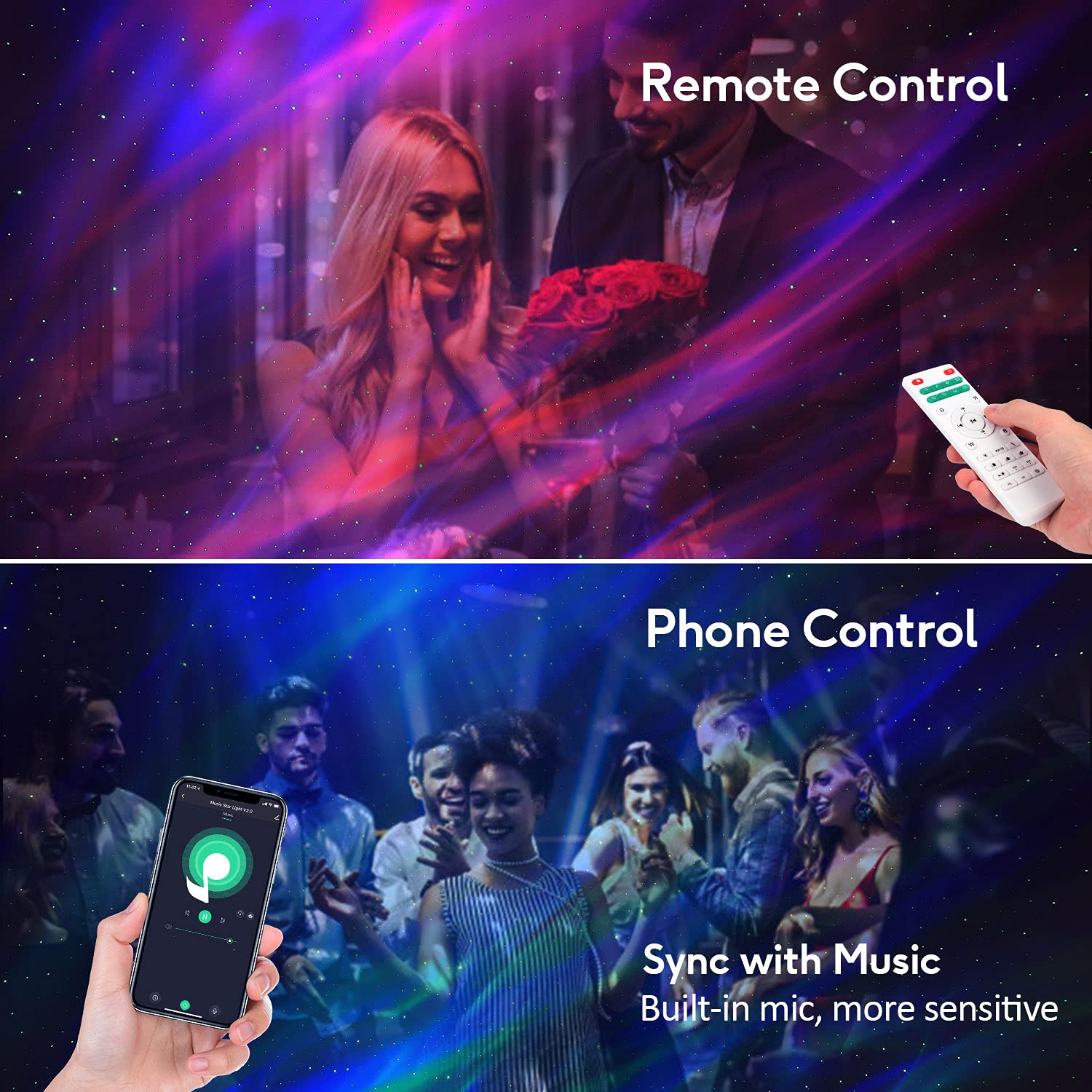 Somktn Aurora Projector, Northern Lights Galaxy Light Projector With White Noise Sound Machine Bluetooth Speaker/Timer/Remote/App Control, Work With Alexa, Star Projector For Ceiling Bedroom, Kids Adults