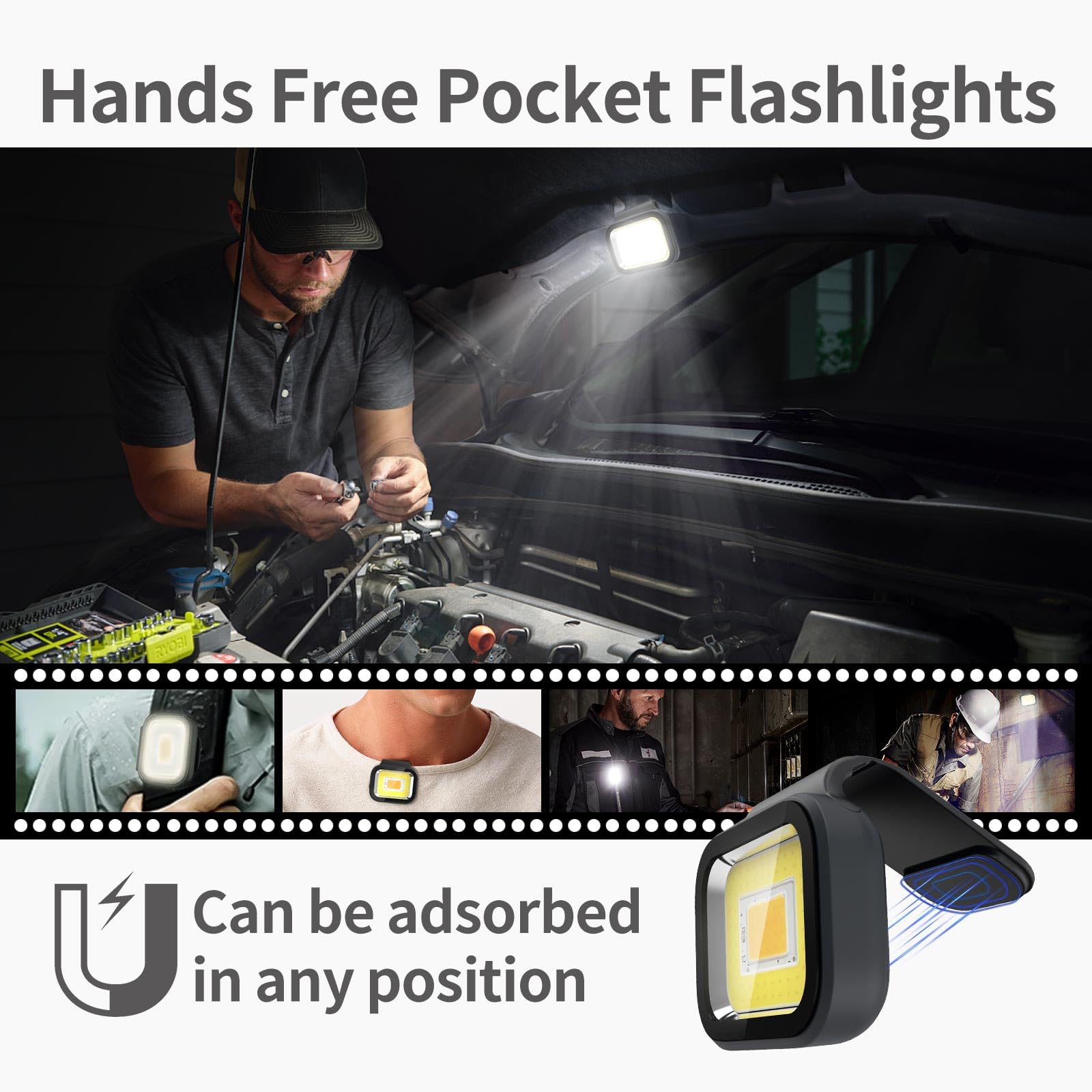 Matonze Running Lights, Ip66 Waterproof Clip On Running Flashlights For Runners, 6 Modes Lightweight Rechargeable Safety Light For Joggers Running Camping Hiking Emergency (Black)