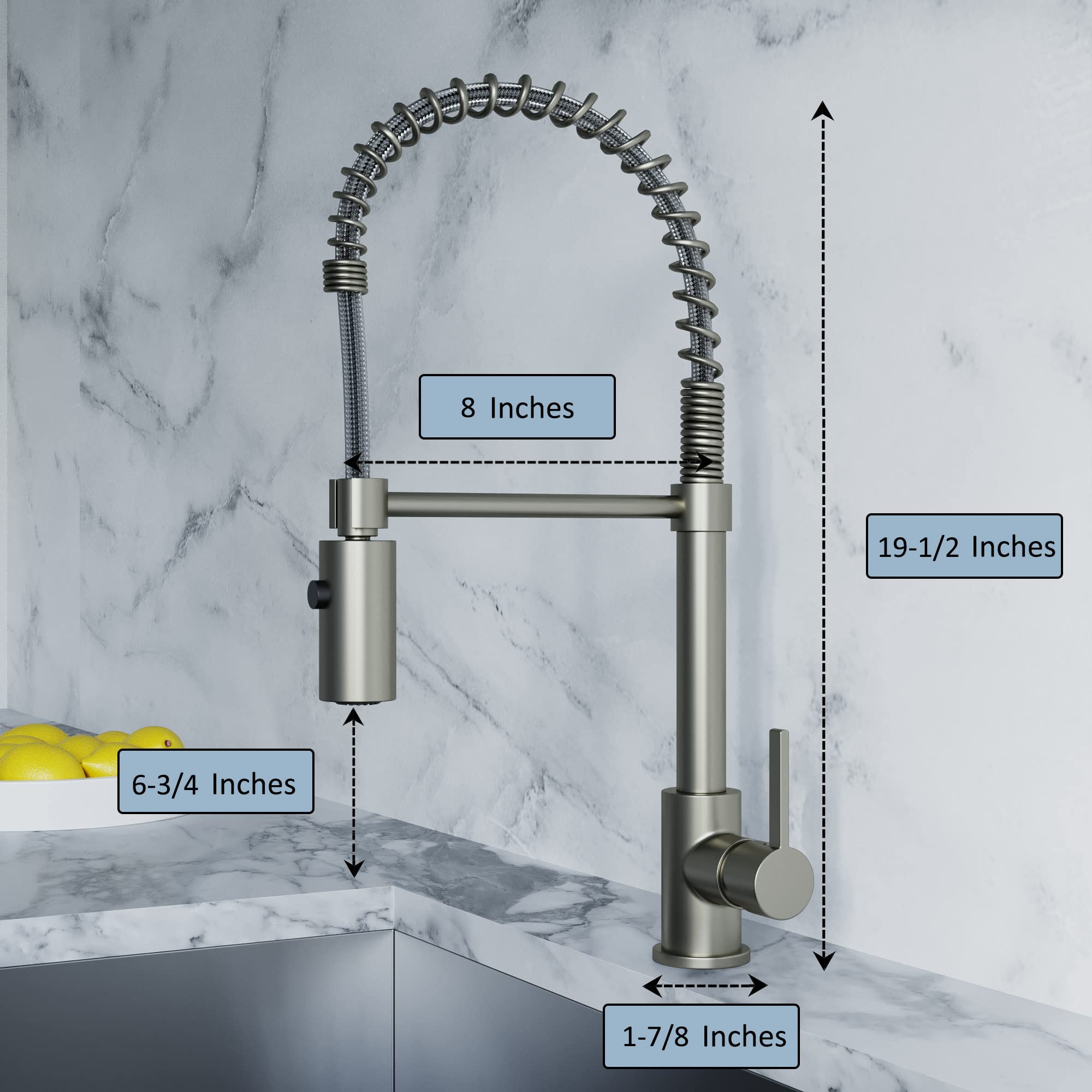 Dowell Kitchen & Bath Dowell Kitchen Faucet  Stainless Steel  Kitchen Faucet  Premium Quality High Arc Single Handle  Solid Brass Construction Ada Compliant-8002 006 02