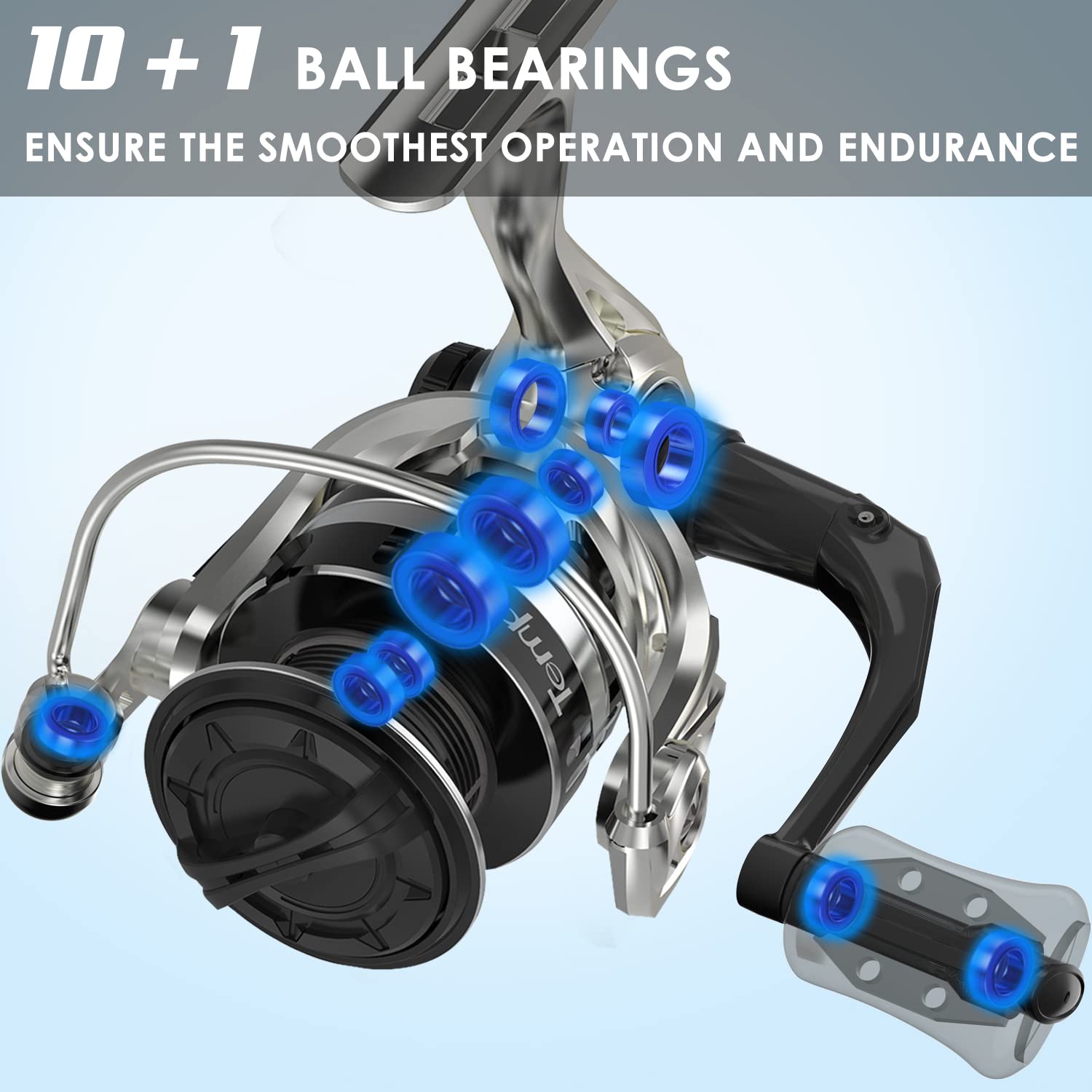 Tempo Travel Fishing Reels Spinning Vertix 10+1 Bb 6.2:1 High Gear Ratio - 20Lbs Drag Max Carbon Fiber Perfect For Freshwater Bass Catfish Spinning Reels