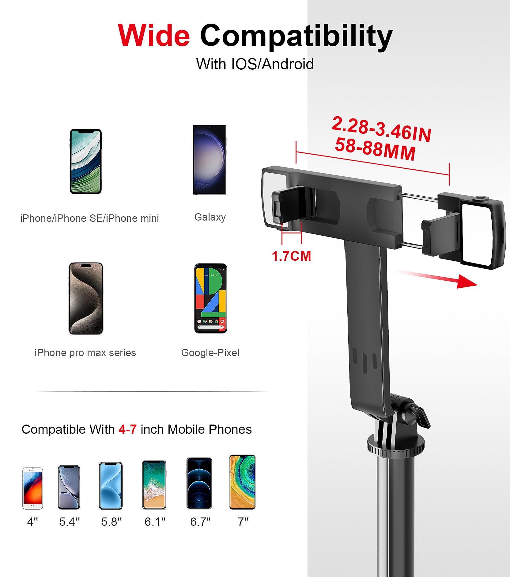 Ashiner Selfie Stick Phone Tripod With Remote And Led Fill Lights - 70 Inch Heigh Cell Phone Holder For Travel, Vlogging, Live Streaming Video And Photos,Phone Stand Compatible With Iphone And Android