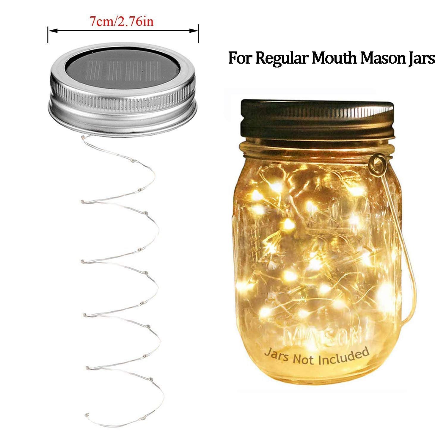 Cynzia 30Led Solar Mason Jar Lights, 8 Pack Jar Lid String Lights (No Jars), Waterproof Fairy Firefly Light For Garden, Patio, Outdoor, Yard, Lawn Decor(Warm White)