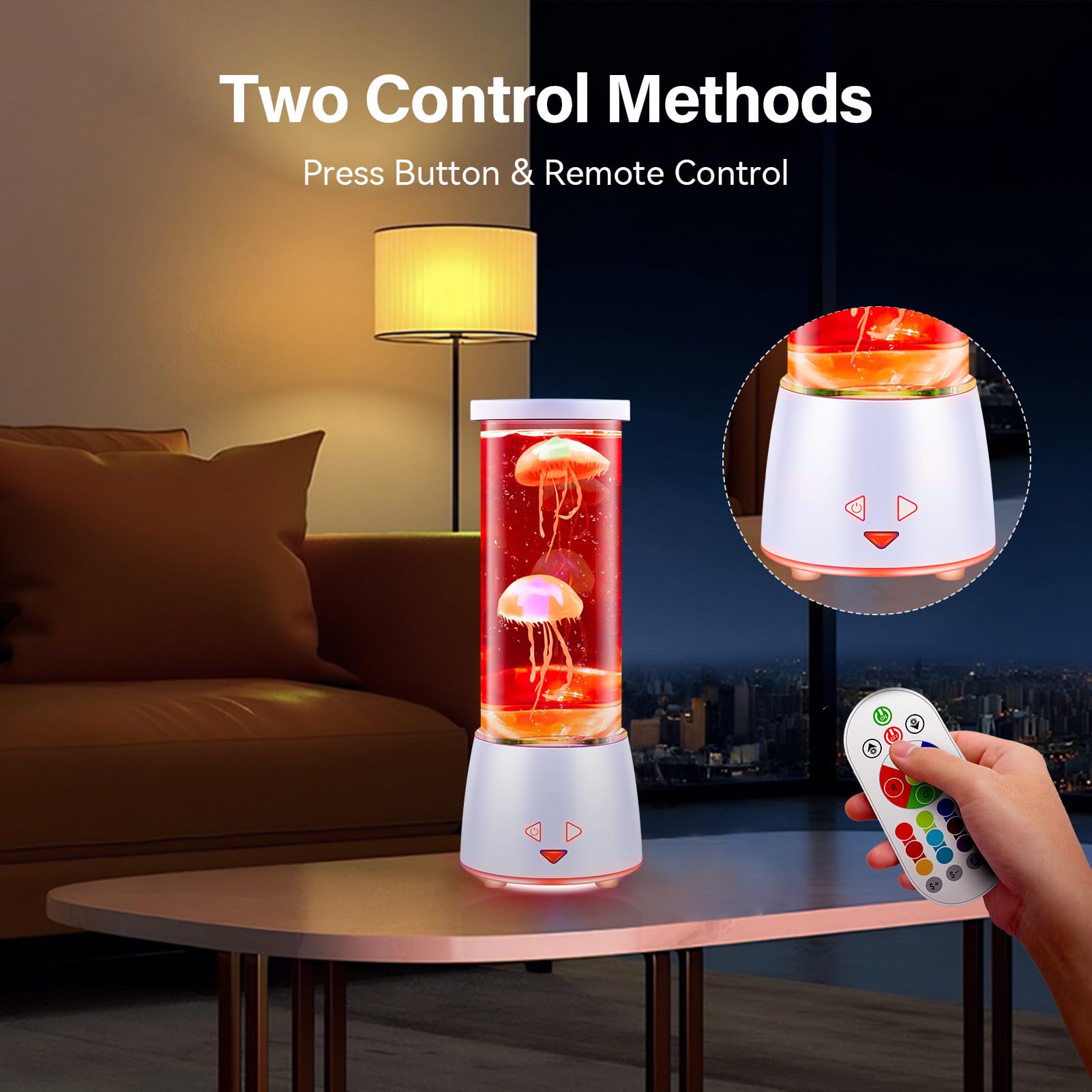 Dalavalampa Led Jellyfish Tank Table Lamp With Remote Control, 17 Color Changing Night Light Aquarium Lamp Ambient Light For Living Room Bedroom Office, Christmas Holiday Birthday For Kids Adults Women Men