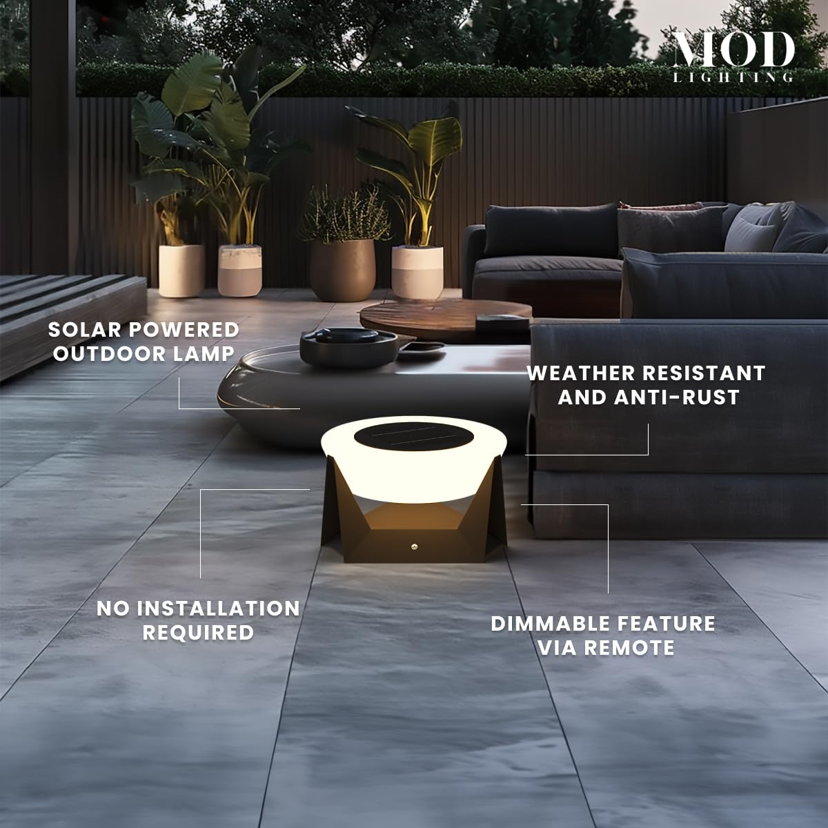 Mod Lighting 𝗠𝗢𝗗 𝗟𝗜𝗚𝗛𝗧𝗜𝗡𝗚 Skye  Solar Post Lights, Fence Solar Cap Lights Outdoor Waterproof Ip65, Bollard Lights, Led Outdoor Lamp For Yard And Patio Dimmable With Remote (Medium  11X6"  Warm White)