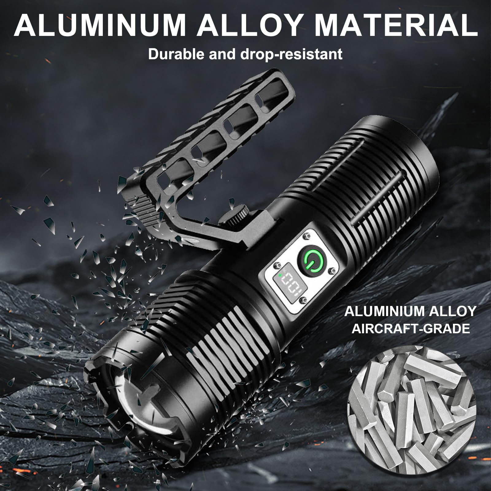 Siuyiu 13500 Lumens Tactical Flashlight Usb- C, Rechargeable Flashlights, Ipx7 Waterproof Zoomable Led With Cob Auxiliary Light, 11 Modes For Camping, Emergency, Disaster Survival