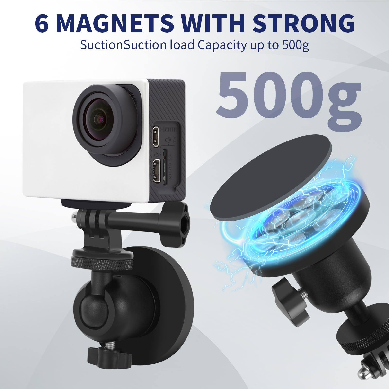 Vasgather Magnetic Camera Mounting Base 60Lb Powerful Magnet Tripod With 1/4” Ball Head Compatible With Gopro Hero 13/12/11/10/9/8/7/6 Insta 360 X4/X3/One/Xs/Go2/3 Action Camera And Cellphone