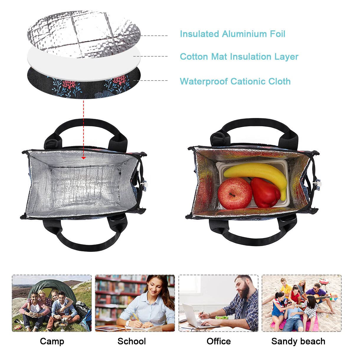 Hua Angel Insulated Lunch Bag, Leakproof Crossbody Lunch Tote Bag Thermal Cooler Bag