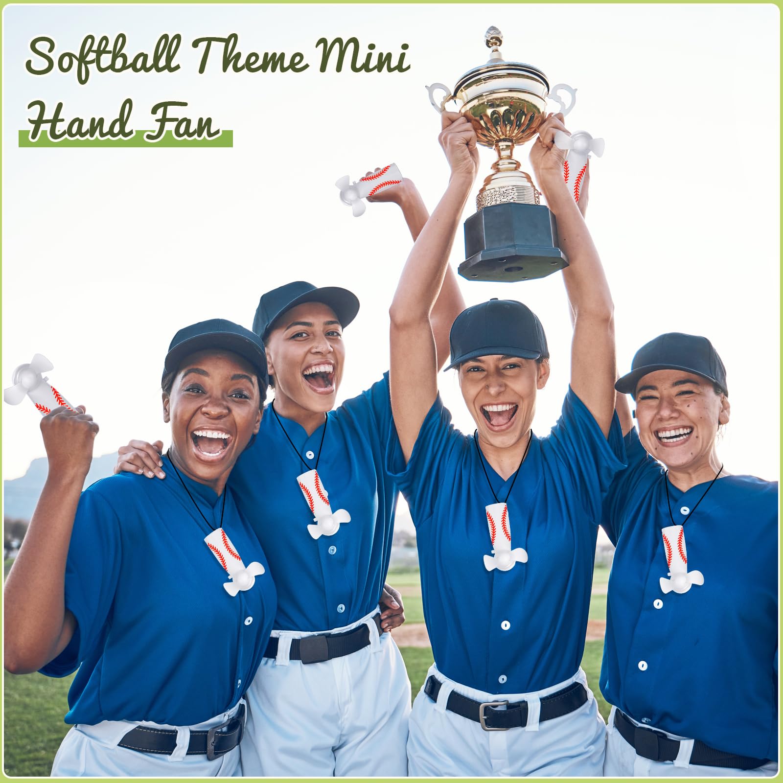 Riakrum 12 Pcs Mini Baseball Electric Portable Fan Bulk With Lanyards Powerful Personal Baseball