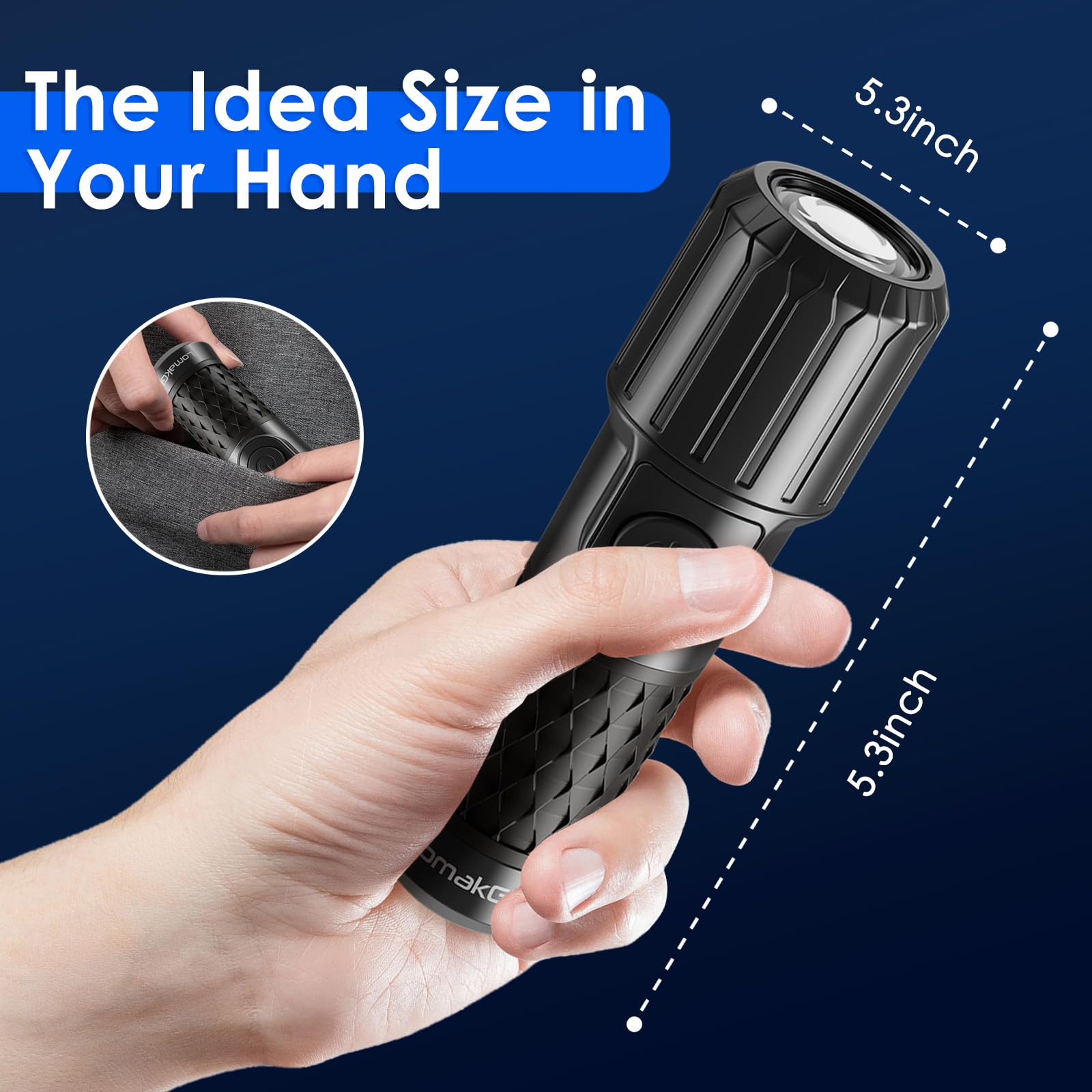 Lomakglow Hand-Powered Led Flashlight, Ipx4 Waterproof, Magnetic Base, 3 Lighting Modes, Collapsible & Handheld For Home, Camping, And Hiking