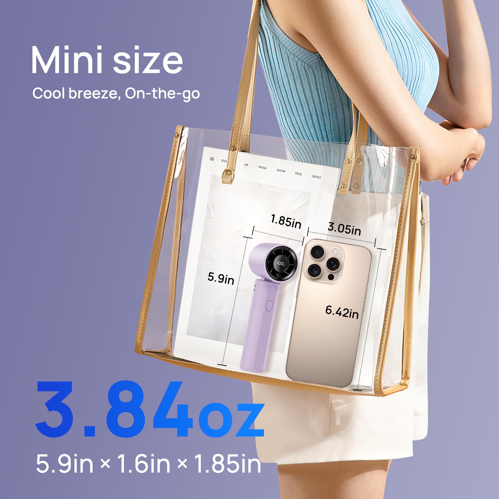 Portable Handheld Turbo Fan, Mini Personal Fan 18000Rpm Speed(1-100) Adjustable, 3-In-1 Rechargeable