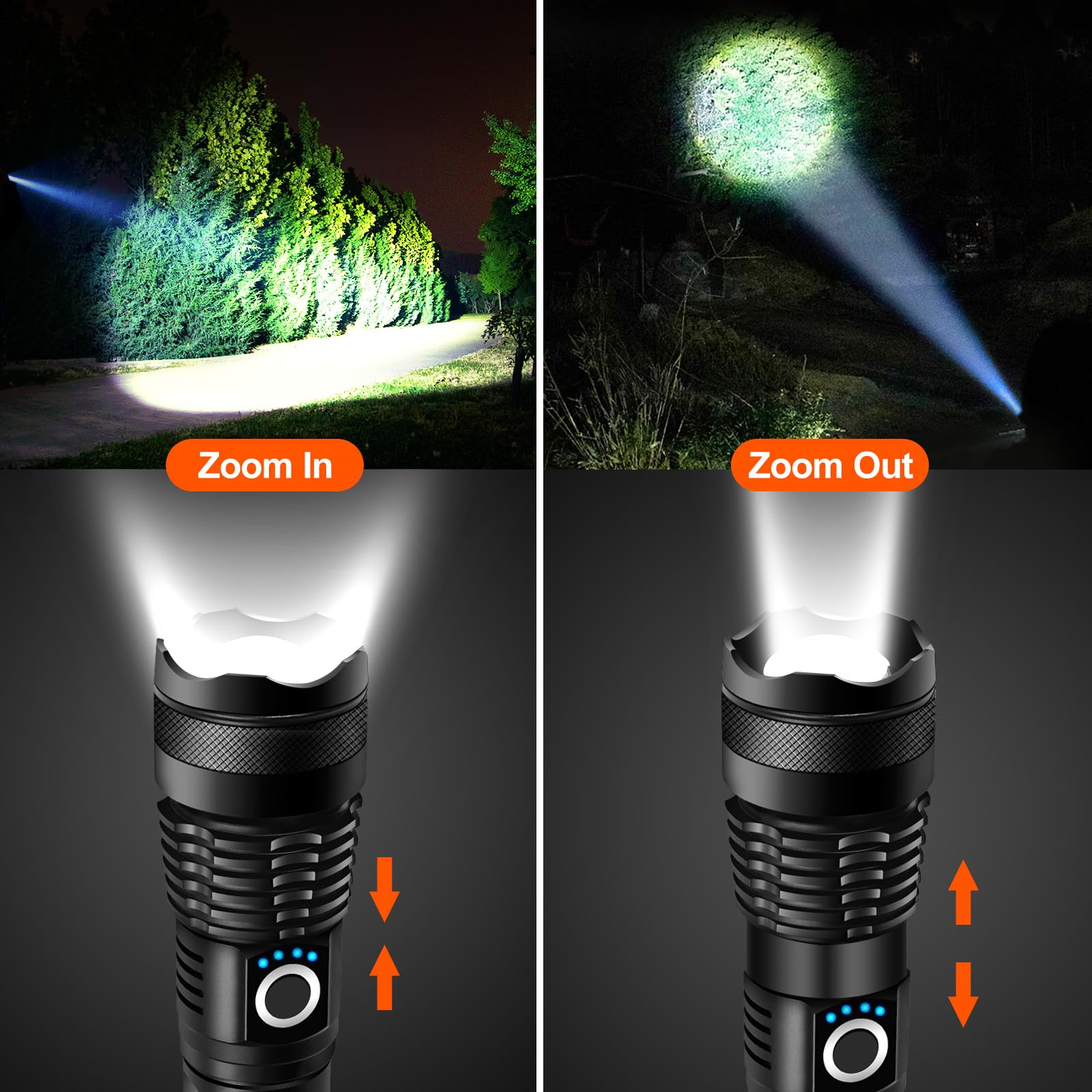 Grace Marci Rechargeable Flashlights, High Lumen Super Bright 150000 Lumens, Led Flashlight With 5 Modes, Ip55 Waterproof, Powerful Handheld Light For Camping, Hiking, Emergency