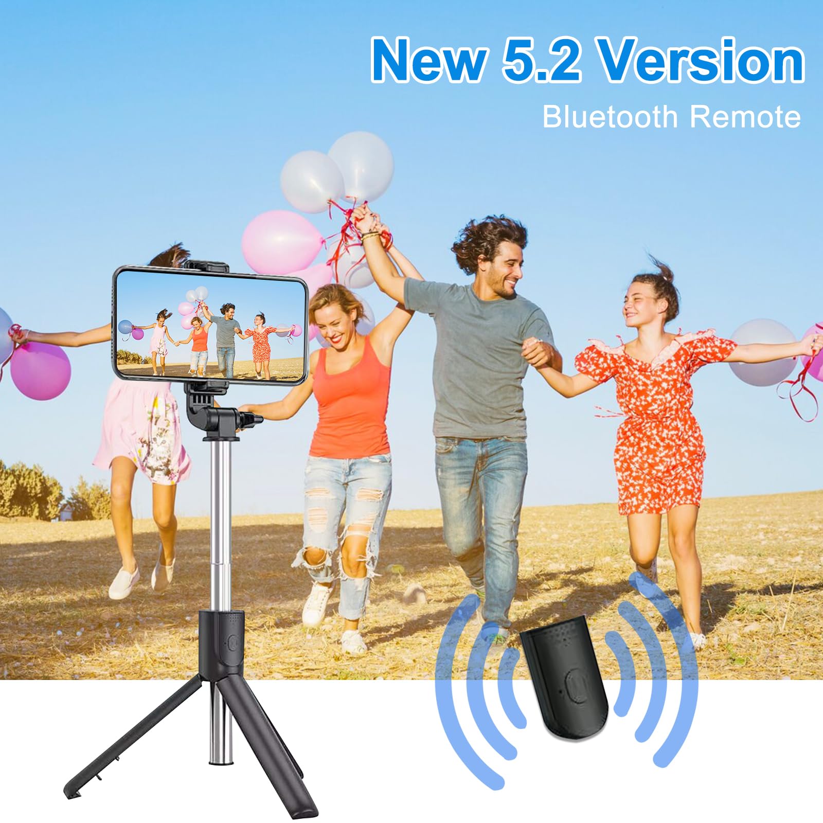 Gogara Selfie Stick & Cell Phone Tripods, Extendable Selfie Stick Tripod With Wireless Remote, Portable, Lightweight, 360° Rotatable Tripod Stand For Video Recording Vlog Compatible With Iphone Samsung