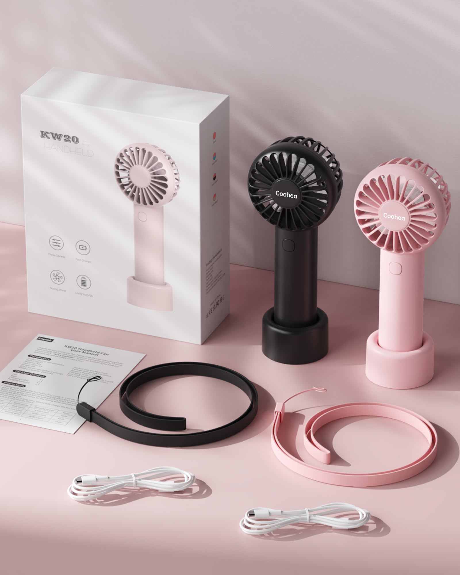 Small handheld fans with 3 speeds, USB rechargeable, perfect for personal cooling