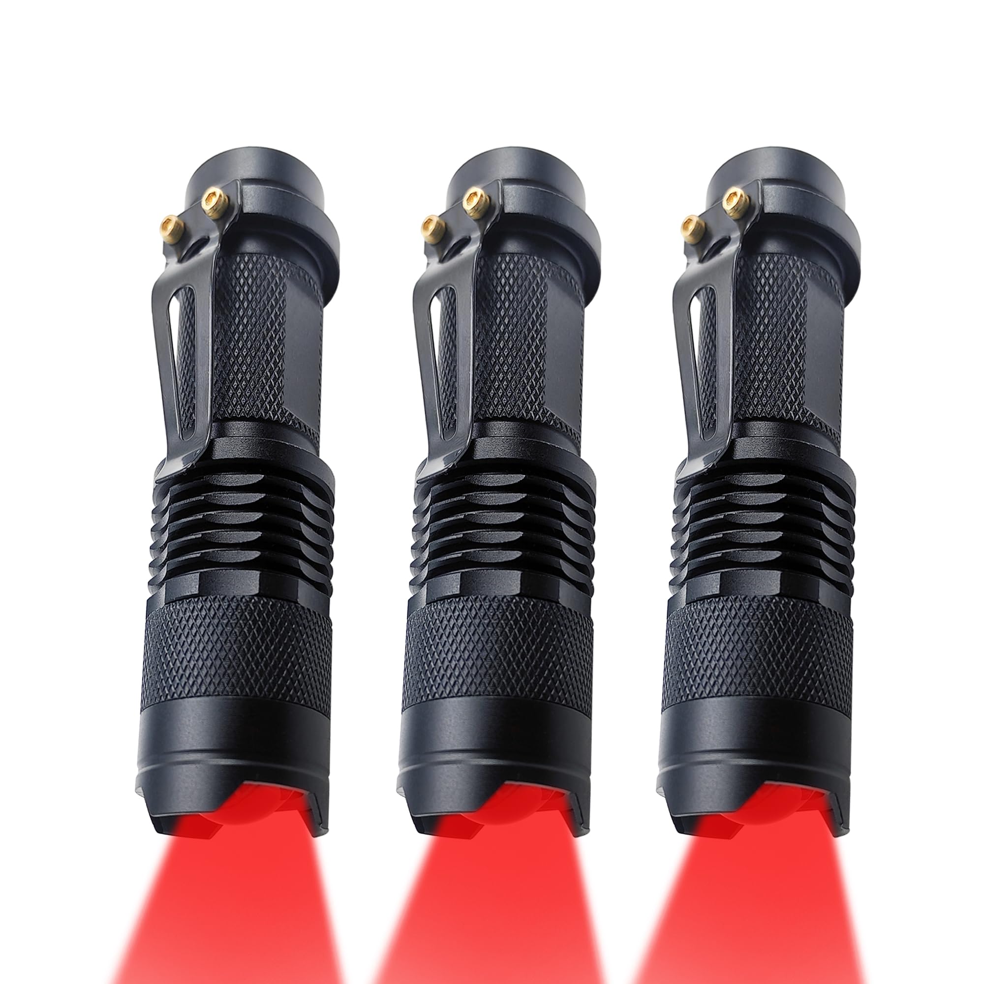 Naiveisland Red Light Flashlights, Single Mode Red Led Torch With Adjustable Focus For Astronomy, Aviation, Night Observation, And Outdoor Activities,3-Pack