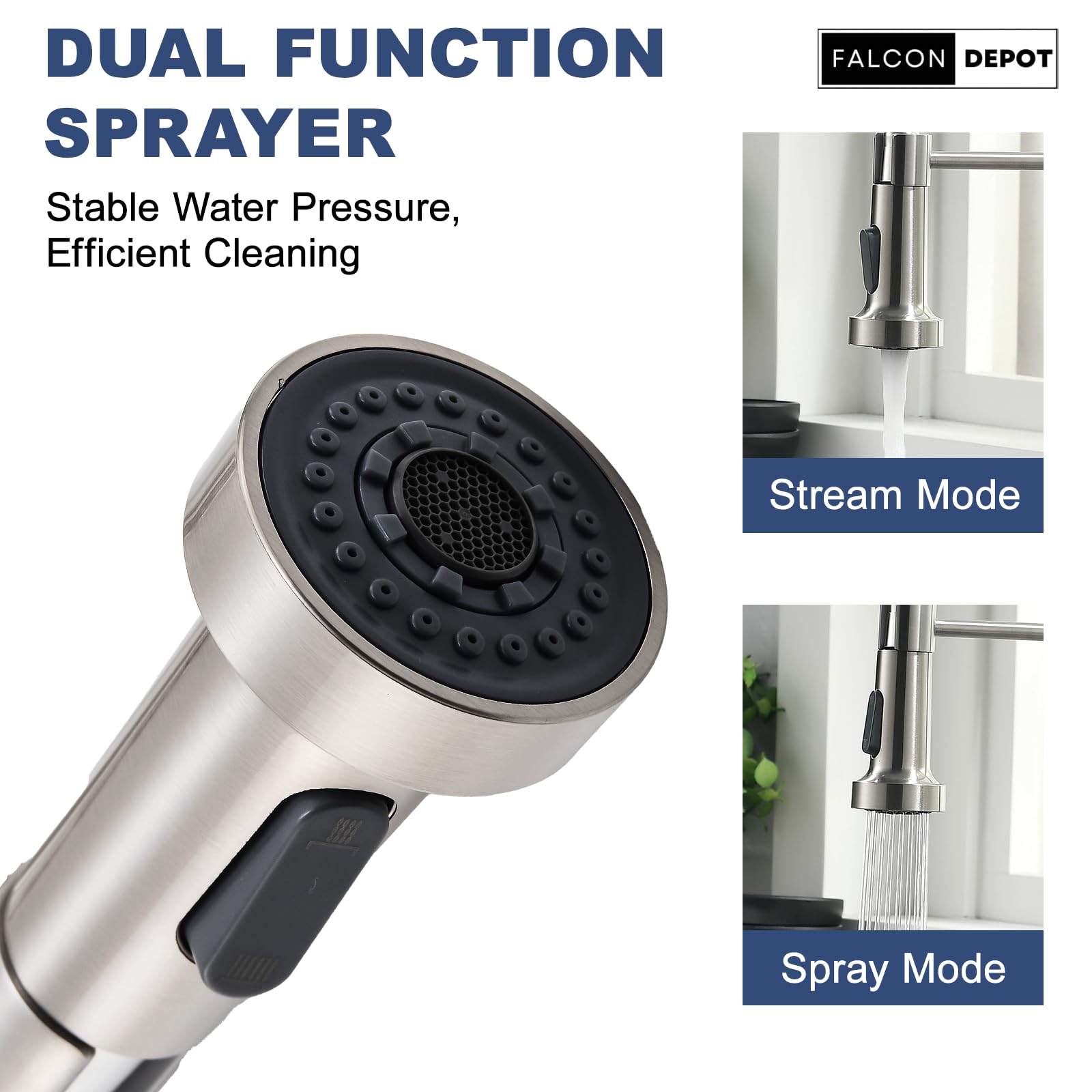 Falcon Depot Touchless Kitchen Faucet With Pull-Down Sprayer – Motion Sensor, Hands- Smart Activated Single-Hole Spring Faucet For Kitchen Sink – Brushed Nickel. 20" Inches Hight