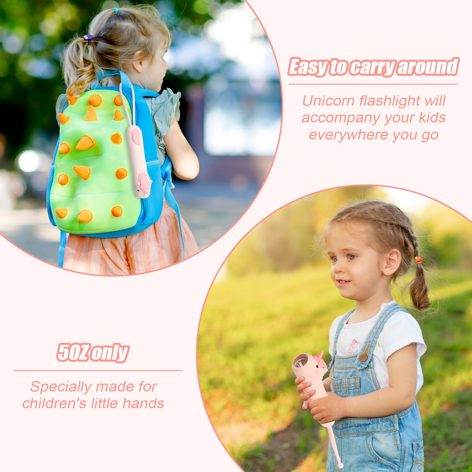 Cheerio Unicorn Kids Flashlight – Rechargeable Led Silicone Flashlight For Toddlers, 3 Modes Dimmable Light, Drop-Proof, Lightweight, Cute Mini Torch For Camping, Reading, Birthday  For Girls & Boys