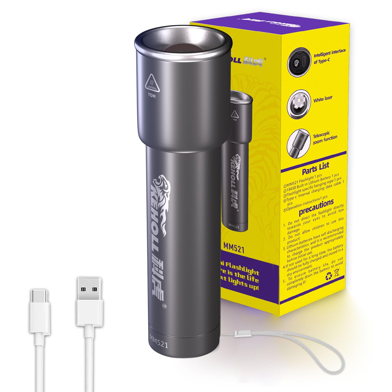 Keholl Rechargeable Flashlights High Lumens, 500Lm Bright Flashlight Βattery Include, Adjustable Led Mini Flashlight 6 Modes, Ipx5 Waterproof Handheld Flash Light For Home, Camping, Emergencies