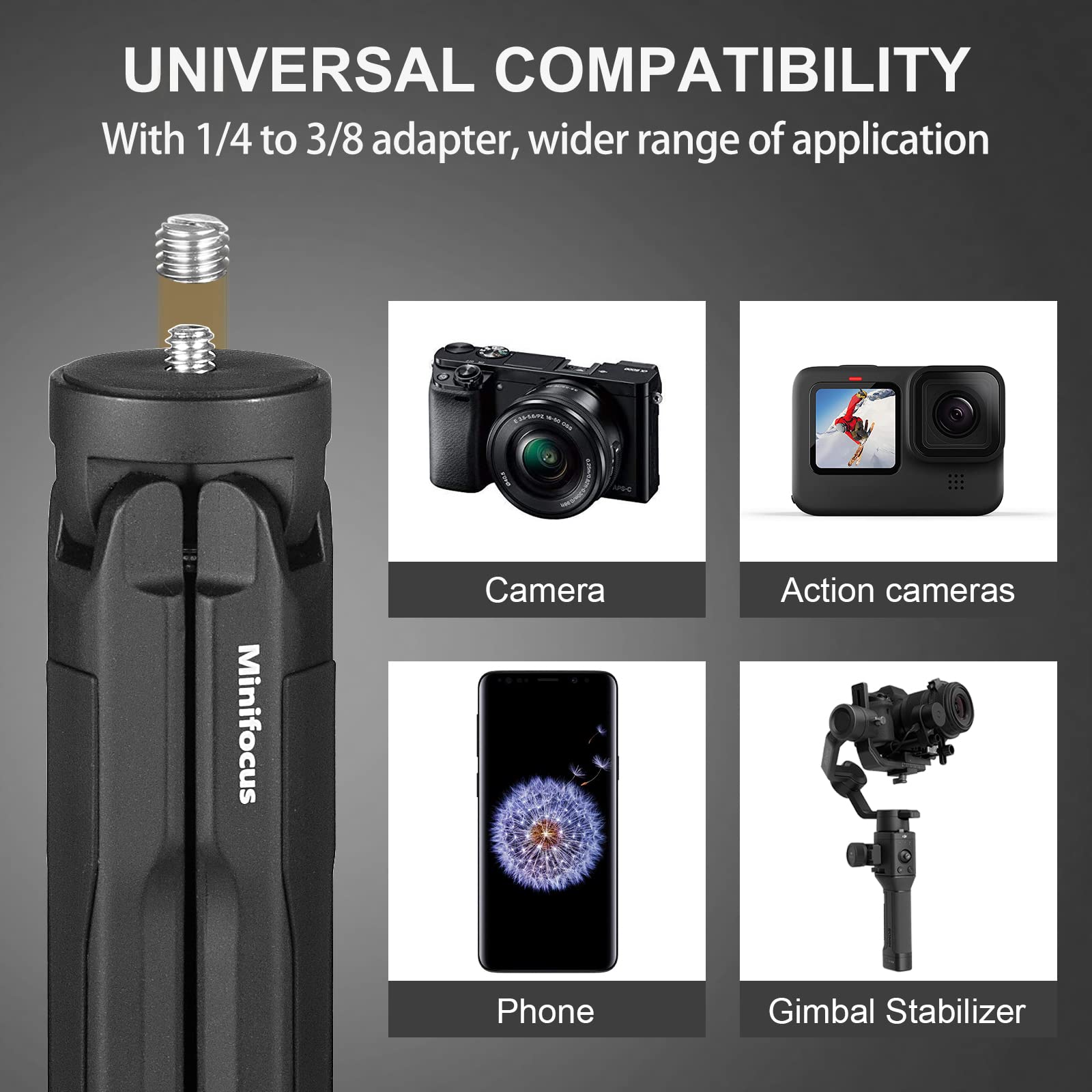 Minifocus 2 Section Tripod Extension & Compact Camera Tripod