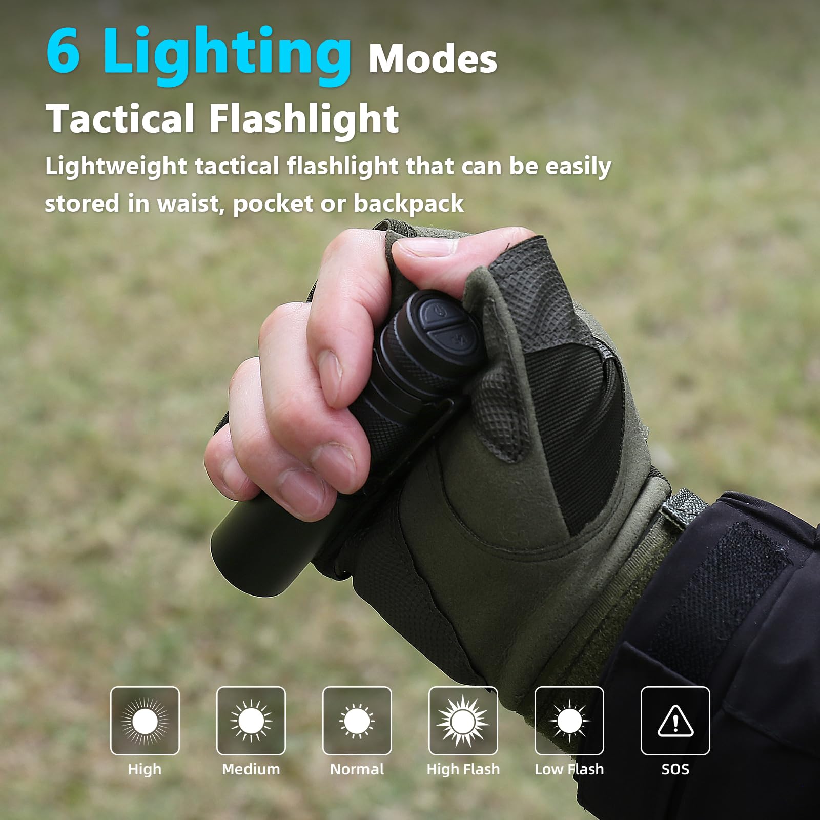 Trliradyn 2000Lm Edc Tactical Flashlight Ip65 Waterproof With 6 Mode,Rechargeable High Lumens Led Pocket Flashlight,14Hr(2600Mah) Battery Life For Daily Home Use, Adventure, Tactical Outdoor, Emergency
