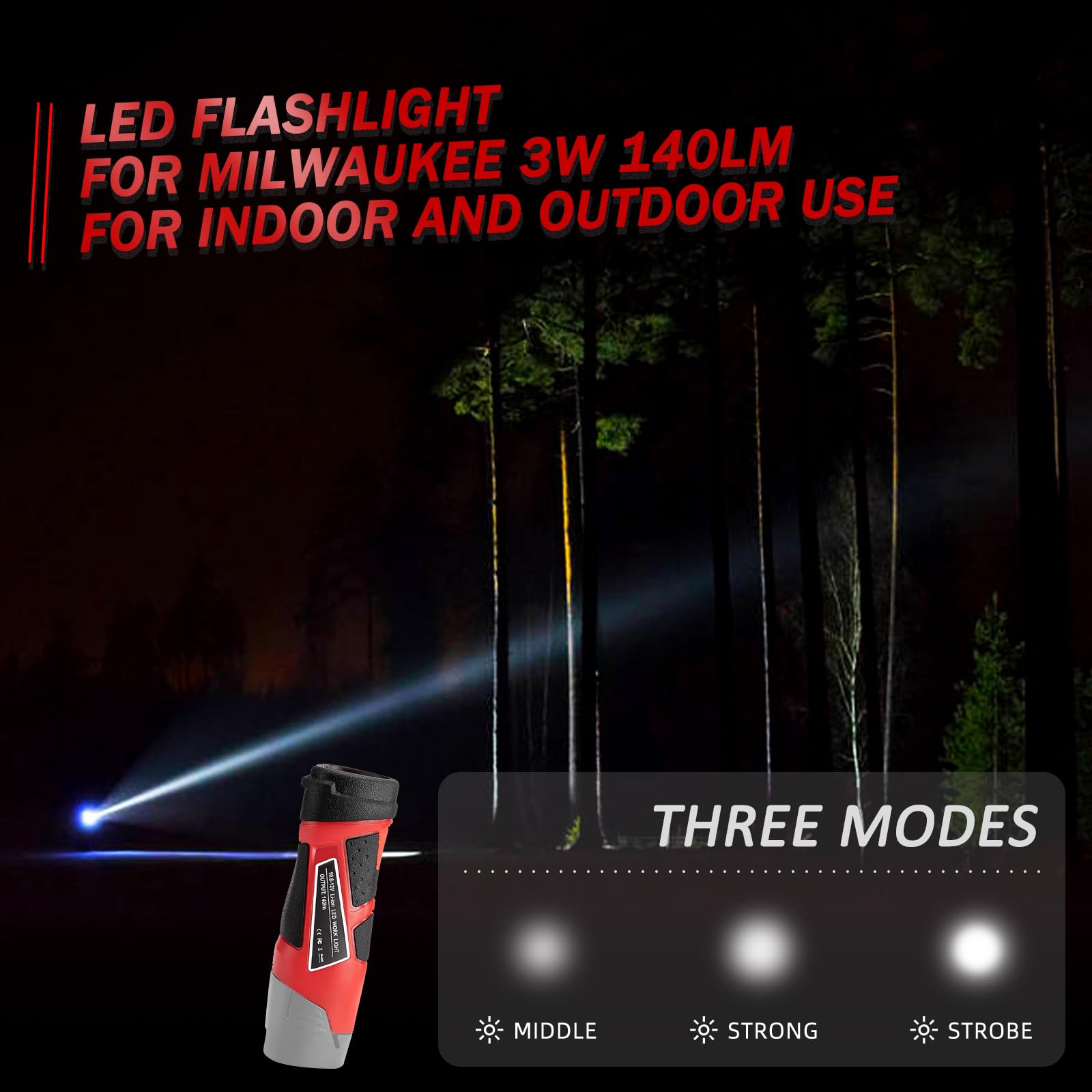 Rexlelxb Flashlight Work Light For Milwaukee M12B2 10.8V-12V Battery, 3W 140Lm Handheld Light Illumination Lamp For Work At Night 48-11-2401 M12B2 M12B4 M12B6 C12B