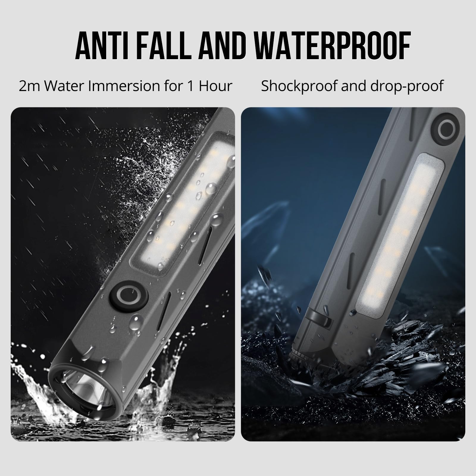 Aojudic Tactical Flashlight 3500Lm Dual Light With Magnetic Base - Ip68 Waterproof Rechargeable, Cob Side Light & Strobe For Camping, Cycling, Emergency (Usb-C)