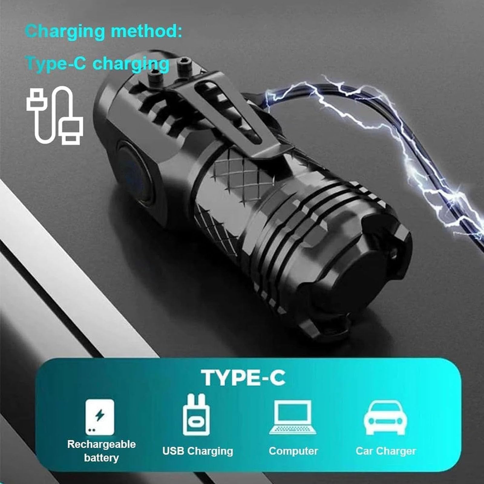 Eisnzlan 2Pcs German Three-Eyed Monster Mini Flash Super Power Flashlight, 3 Eyed Monster Flashlight,Thumb Flashlight Mini Flashlights, Pocket Flashlight, Portable Mini Torch, Led Flashlight（Black+Silver）