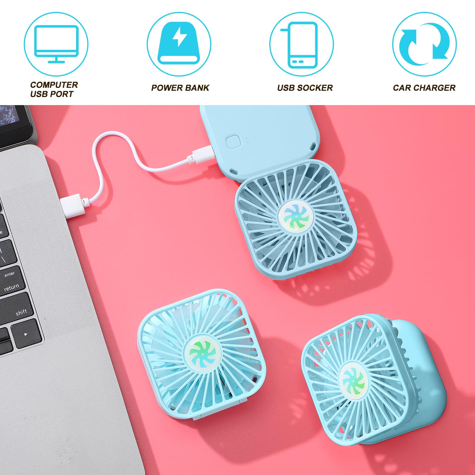 Hortsun 30 Pcs Necklace Fans Mini Handheld Portable Neck Hanging Hand Held Fan For Cooling Personal