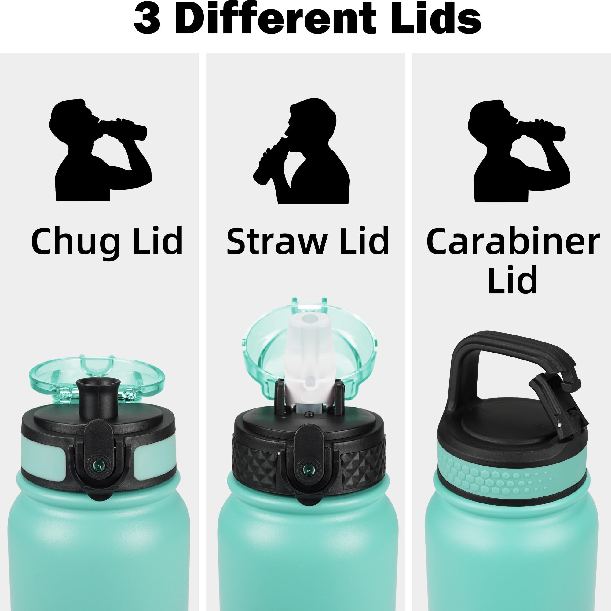 Oldley Insulated Water Bottle 20Oz For Adults Kids Stainless Steel Water Bottles With Straw/Chug
