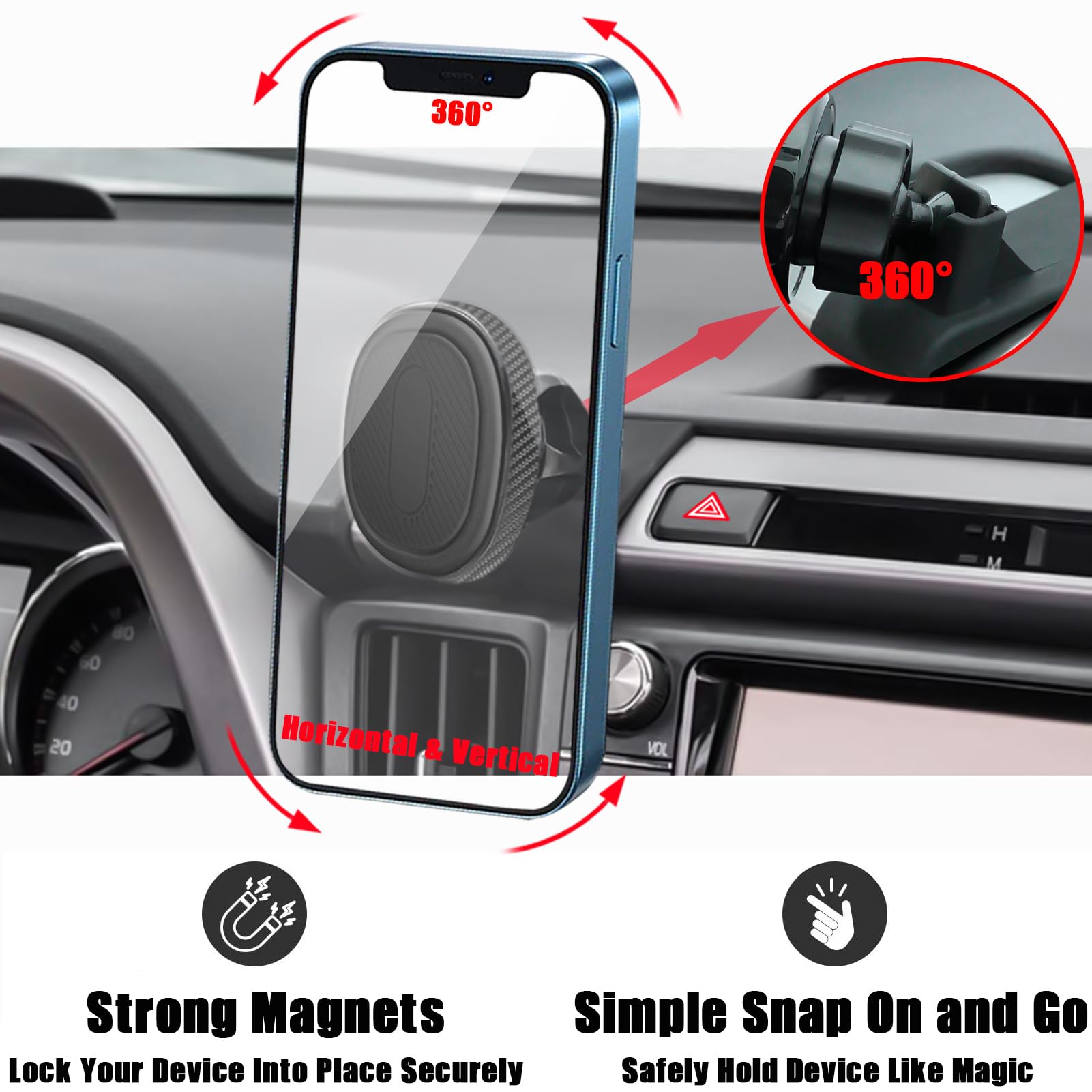 Ve Ve Power Car Phone Holder, Air Vent Hands  Adjustable Phone Stand, Auto Cradles Dashboard Mount For Toyota Rav4 2013-2018, Custom Magnetic Navigation Bracket For All Smartphone, For Iphone