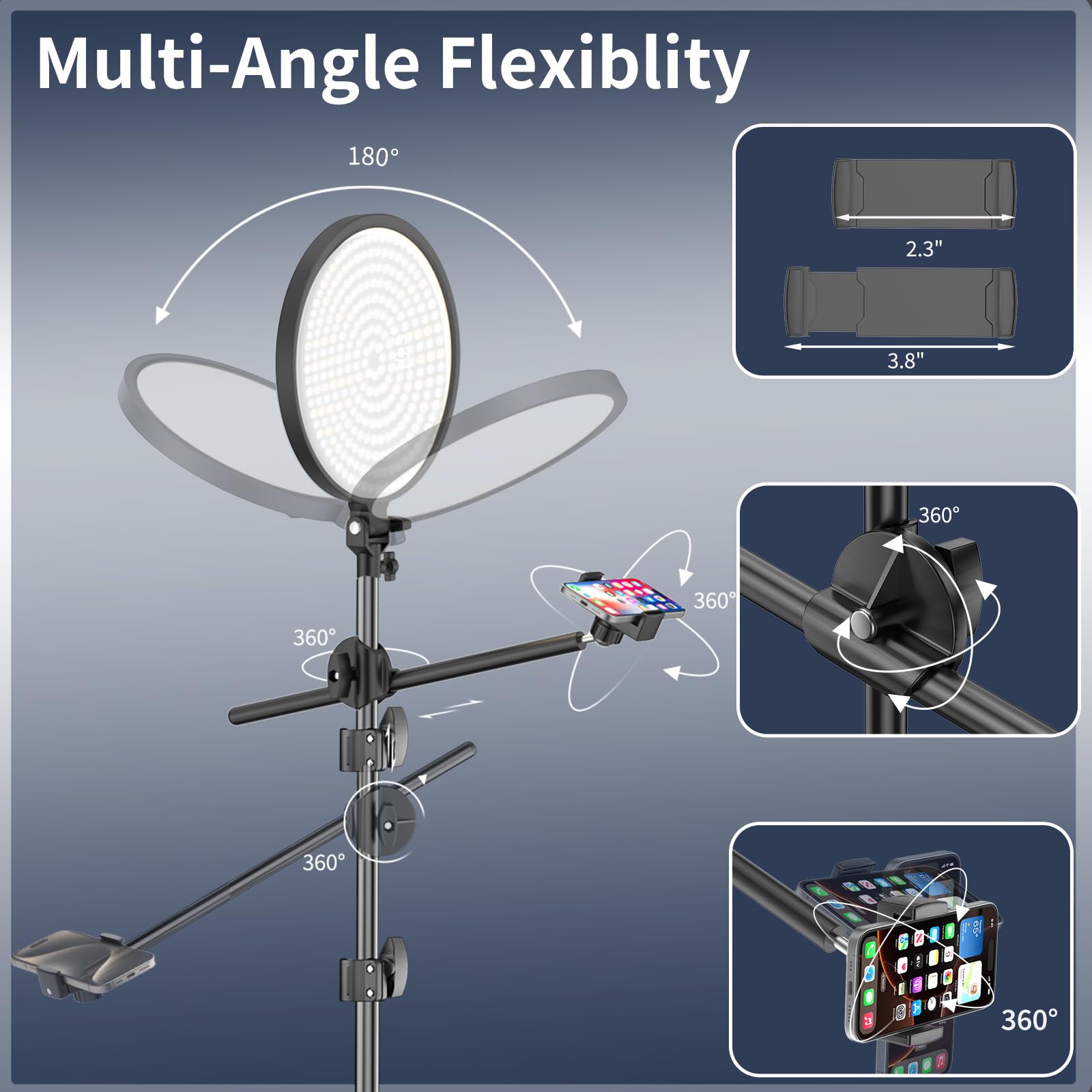 Jj Jianjin Large Ring Light Professional 55W With 72" Tripod Stand,Full-Screen Selfie Ring Light All-Purpose Stand For Live Stream, Youtube, Tiktok, Video Recording With Remote. (Black-2, 13)