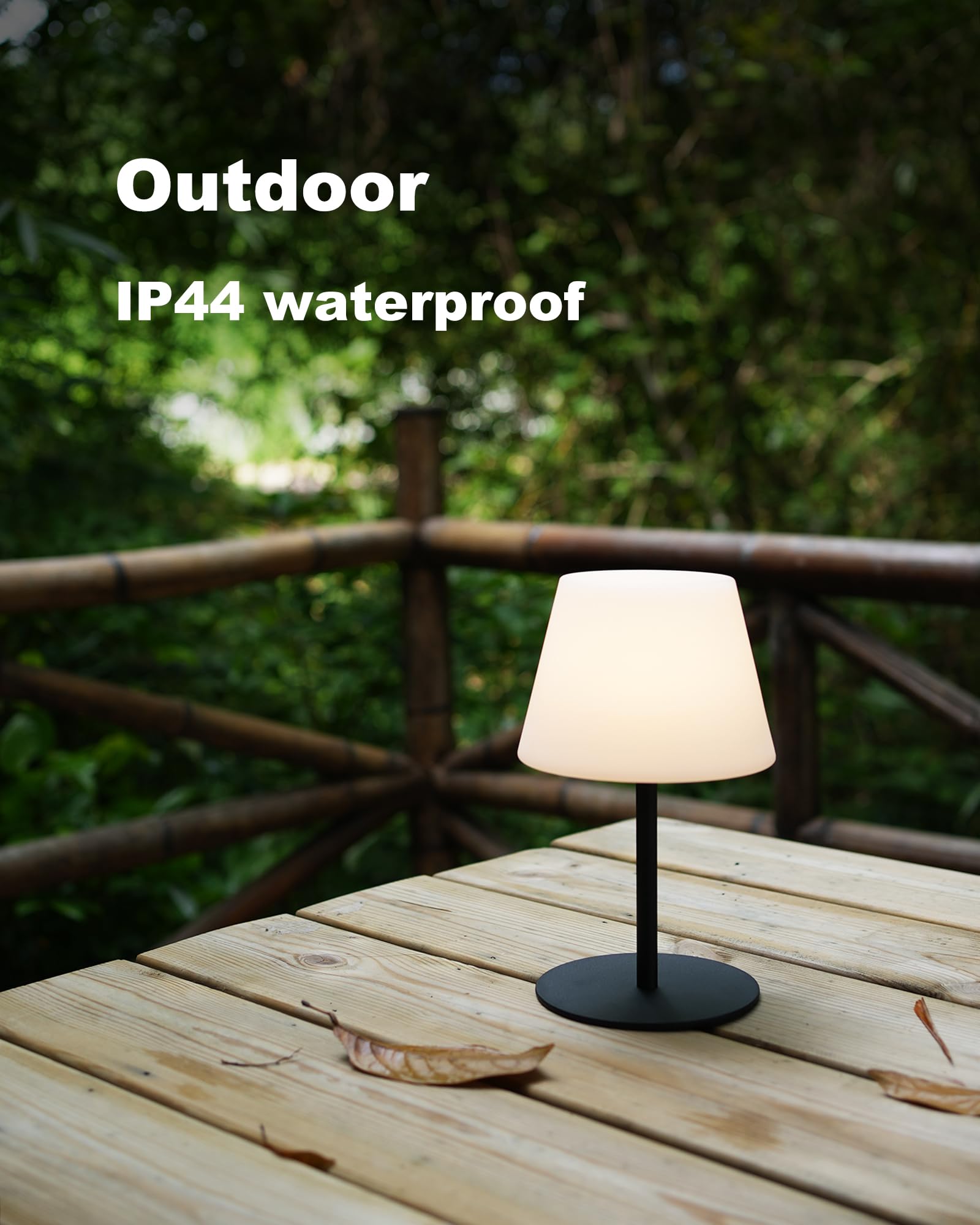 Ilovinit Cordless Table Lamp Rechargeable, Outdoor Battery Operated Table Lamp Waterproof, Portable Touch Dimmable Night Light, Height Adjustable, For Home/Bedroom/Patio/Restaurant (2Pack Black)