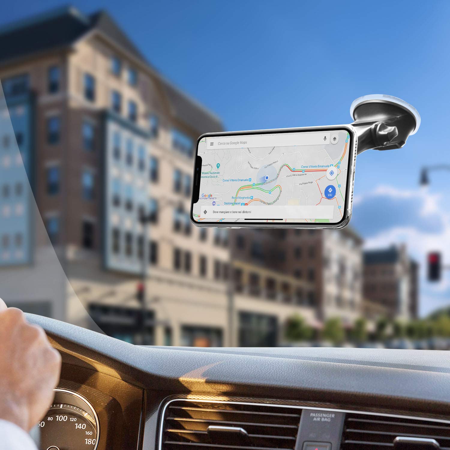 1Zero Magnetic Phone Car Mount With Quick Extension Telescopic Arm, Hands- Windshield Dashboard Cell Phone Holder For Car Compatible With Iphone Smartphone, Sticky Suction Cup, 6 Strong Magnets