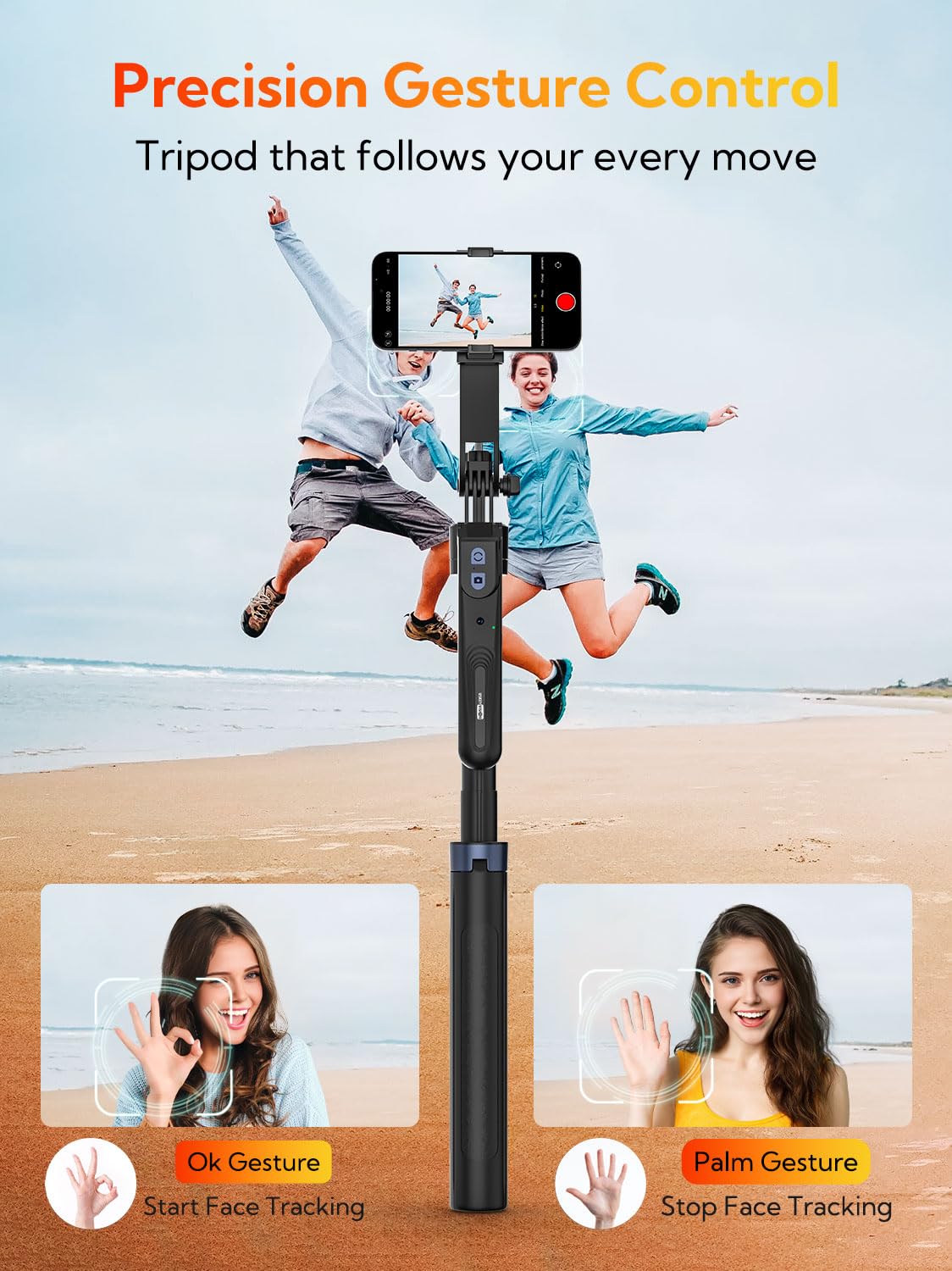 Uskeyvision 70” Auto Face Tracking Tripod, Extendable 360° Rotation Phone Tripod For Iphone And Android, Selfie Stick For Iphone W/Remote Control,Phone Holder Video Recording For Tiktok(Utk-01)