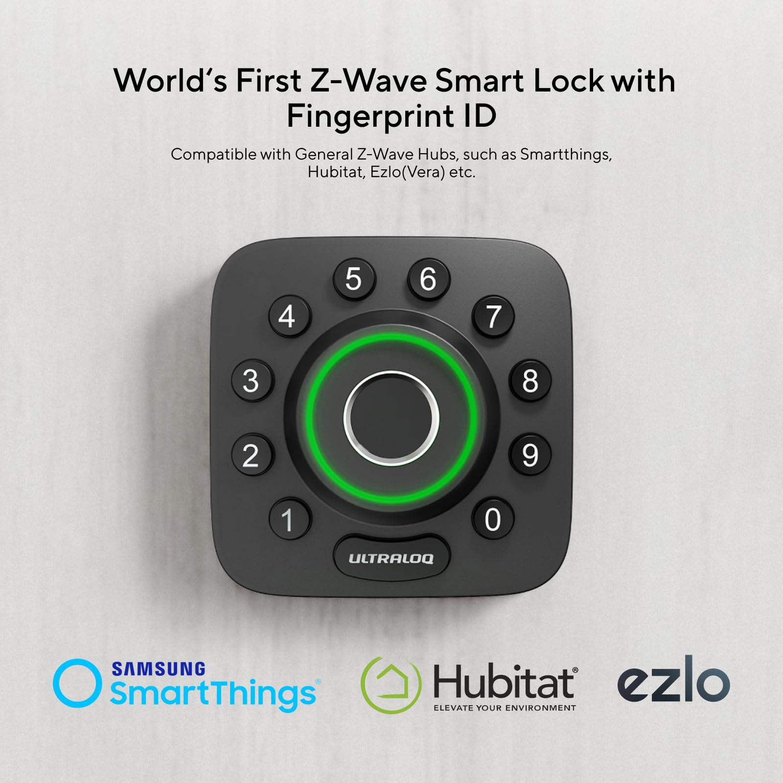 Ultraloq U-Bolt Pro Z-Wave Smart Lock With Fingerprint Id, Work With Z-Wave Plus, Home Assistant, Compatible With Smartthings, Hubitat Etc, Wifi Bridge Included, Ip65 Waterproof, 1 Year Battery