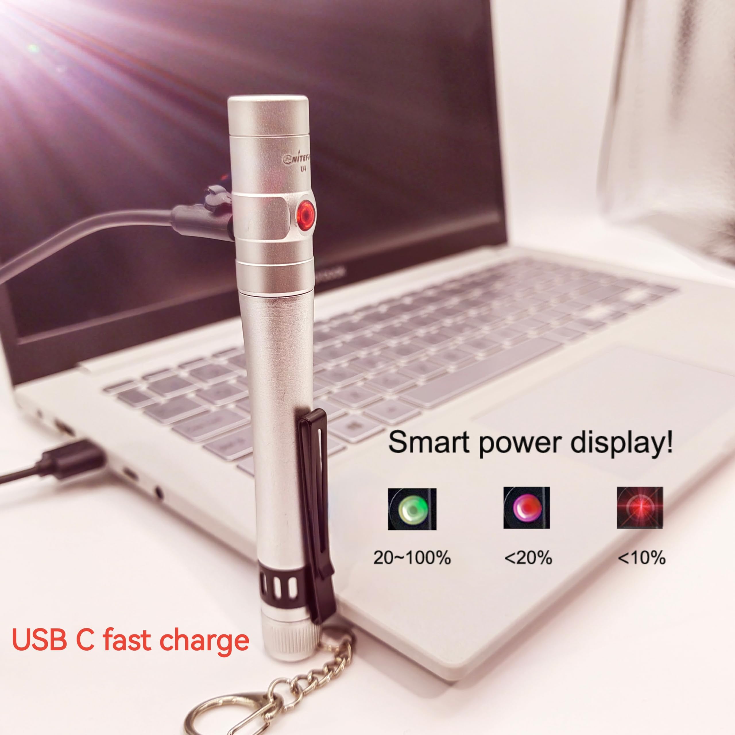 Nitefox Pen Light Rechargeable Edc Pocket Flashlight With Clip Diffuser,Bright 300 Lumens, Side Switch One-Hand Easy Use For Everyday Work,Emergency,Tight Spaces, Workers, Nurses Medical Use