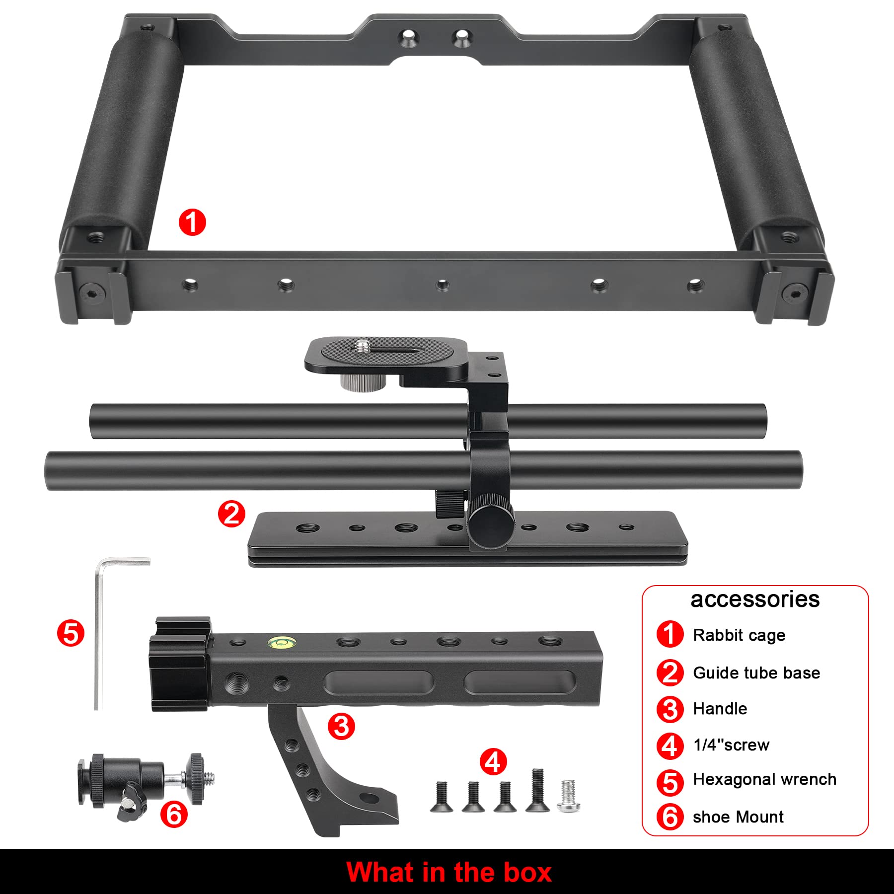 Fantaseal Universal Aluminum Alloy Dslr Mirrorless Camera Camcorder Stabilizer Extension Cage Mount For Mic Monitor Light, Movie Making Rig Youtube Tiktok Vlogging Video Kit W/Phone Holder For Canon Sony Nikon