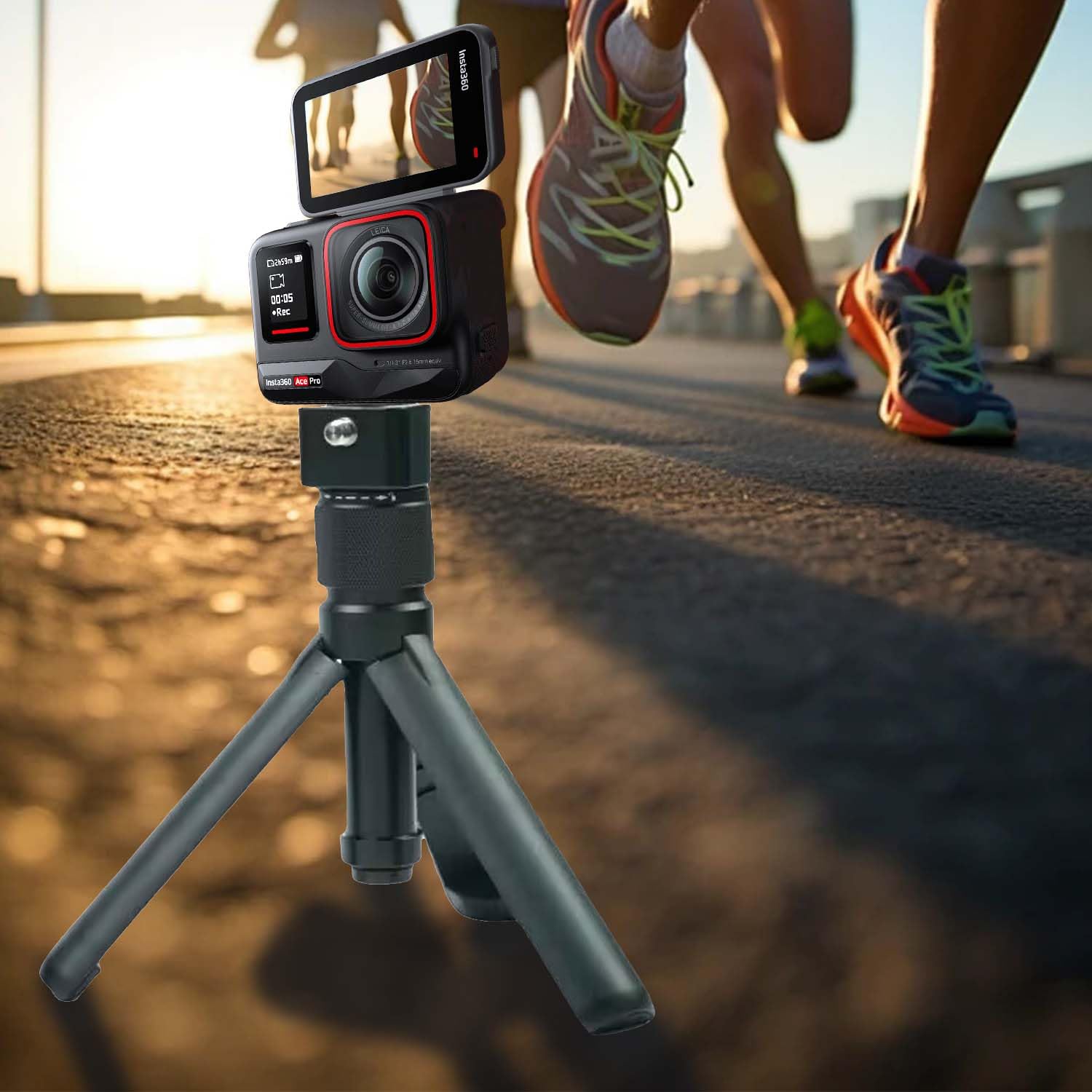 Loiezuir Adjustable Foldable Tripod Bullet Aluminum Alloy Perfect For Insta360 X3,One Rs,Go 2,One X2,One R,One X,One Multi-Functional Tabletop Fold Tripod