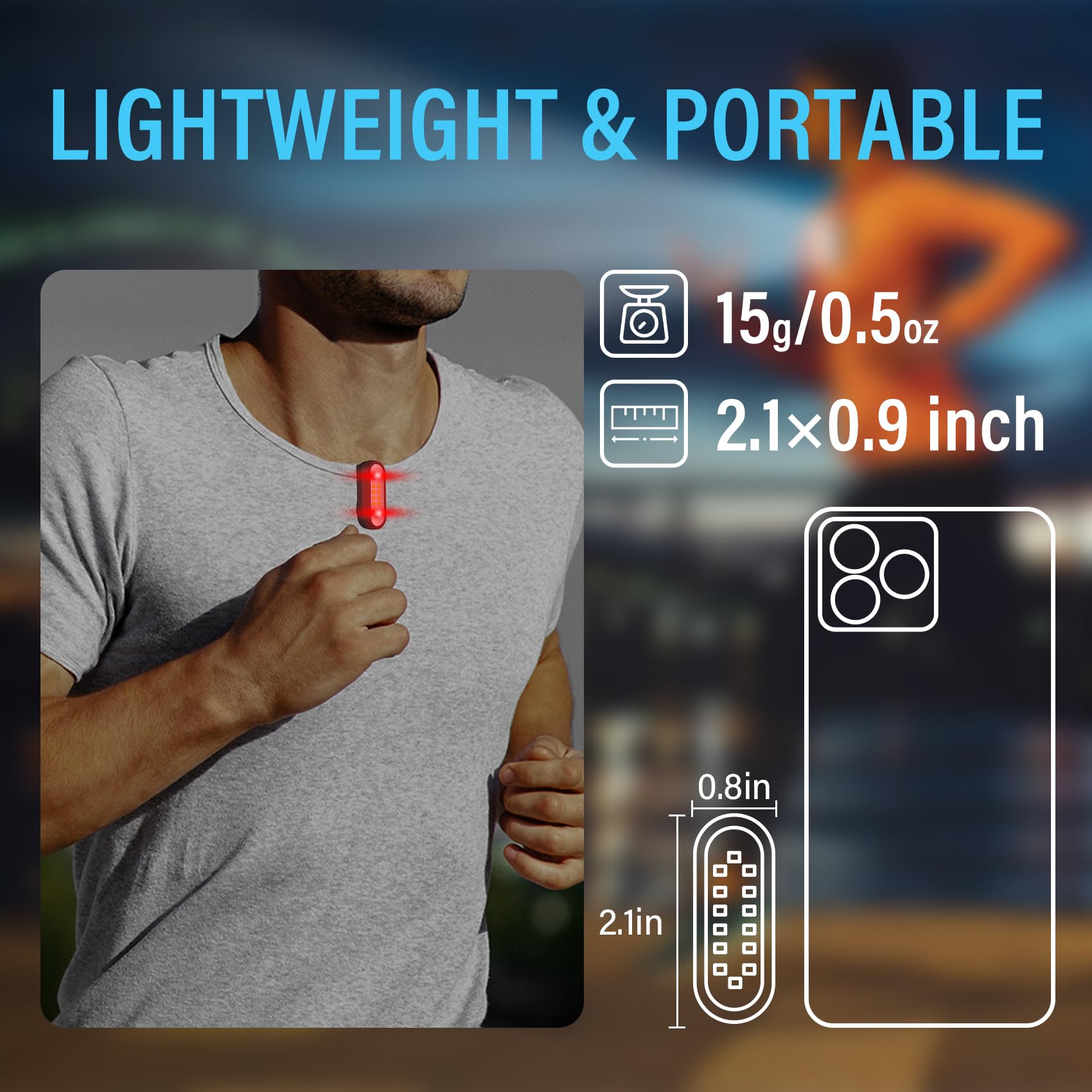 Yaklim Running Light, 2 Pack Clip On Flashlight For Runners Rechargeable Safety Lights For Walking At Night Hands  Emergency Led Flashlight Work Light Warning Flashing Camping Hiking Walking Dog